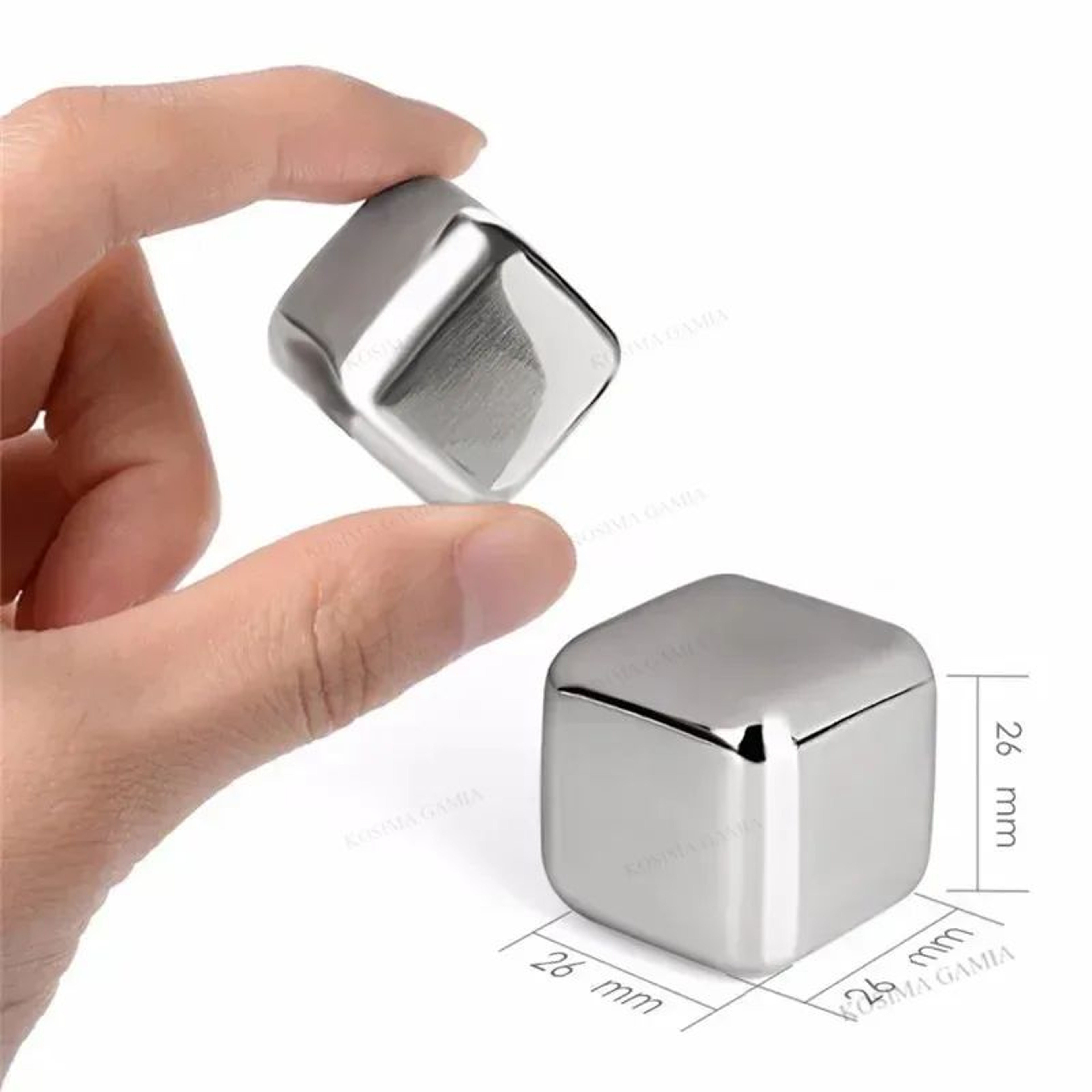 Arctic Chill 304 Stainless Steel Whiskey Stones Reusable Metal Ice Cubes Set 5
