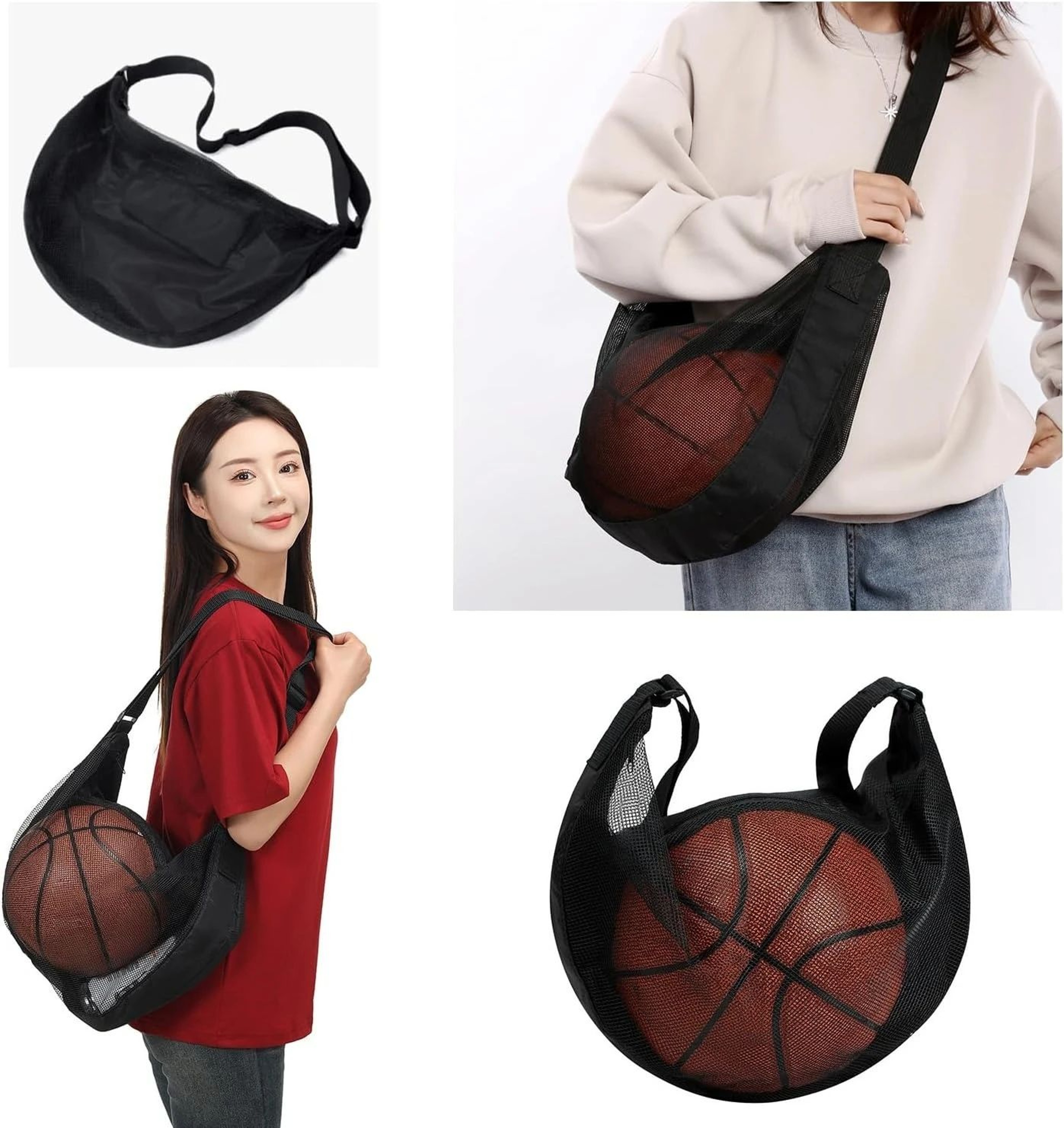 Single Mesh Basketball Bag With Adjustable Strap For Soccer And Volleyball 0