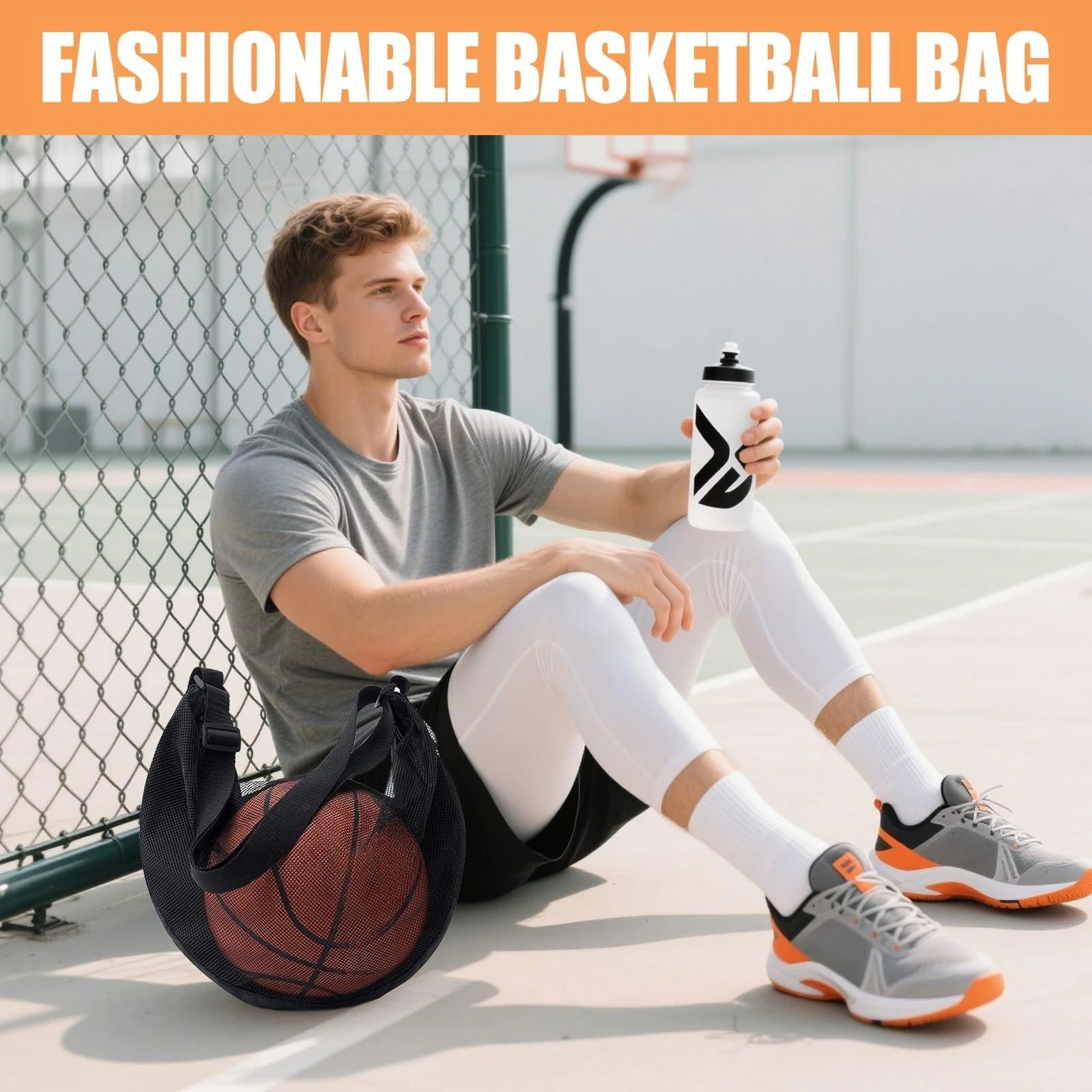 Single Mesh Basketball Bag With Adjustable Strap For Soccer And Volleyball 2