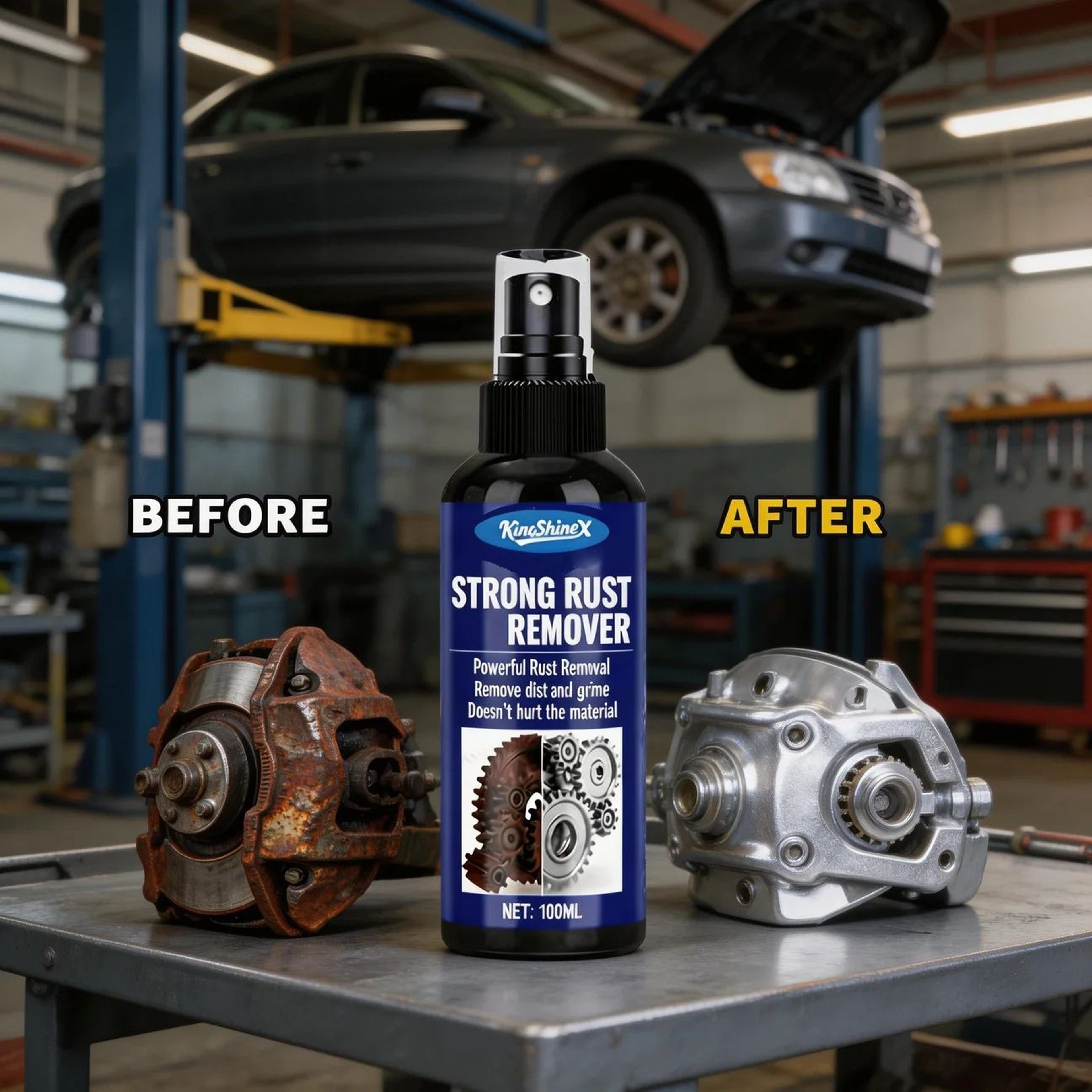 RapidShield Car Rust Remover Spray For Exhaust Pipe Cleaner And Wheel Hub Metal Restoration 0