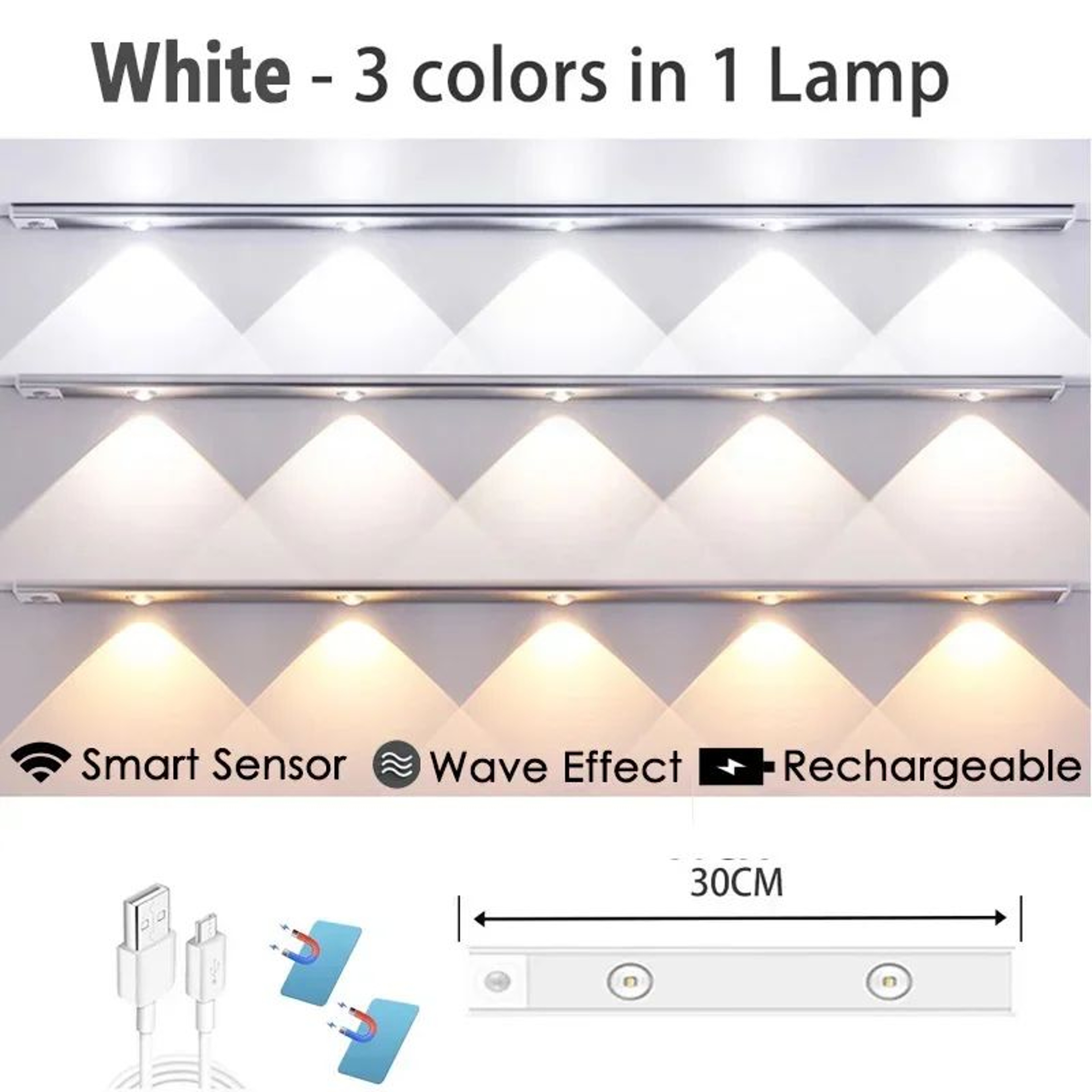 LumiGlow Rechargeable Under Cabinet Lights With Motion Sensor And 3 Color Dimmable LED 9