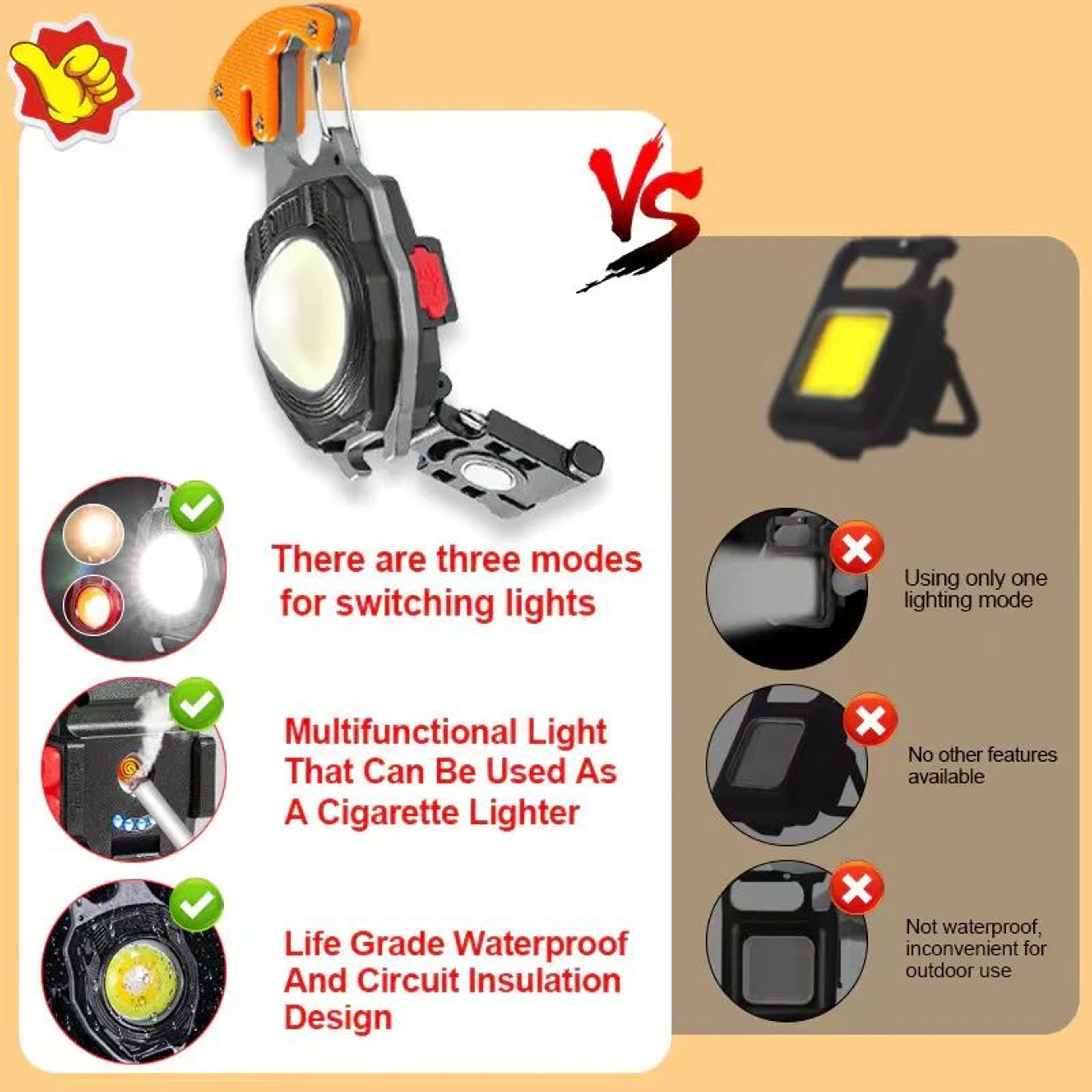 LumiClip COB Keychain Flashlight Rechargeable Mini Work Light With Magnetic Stand 1