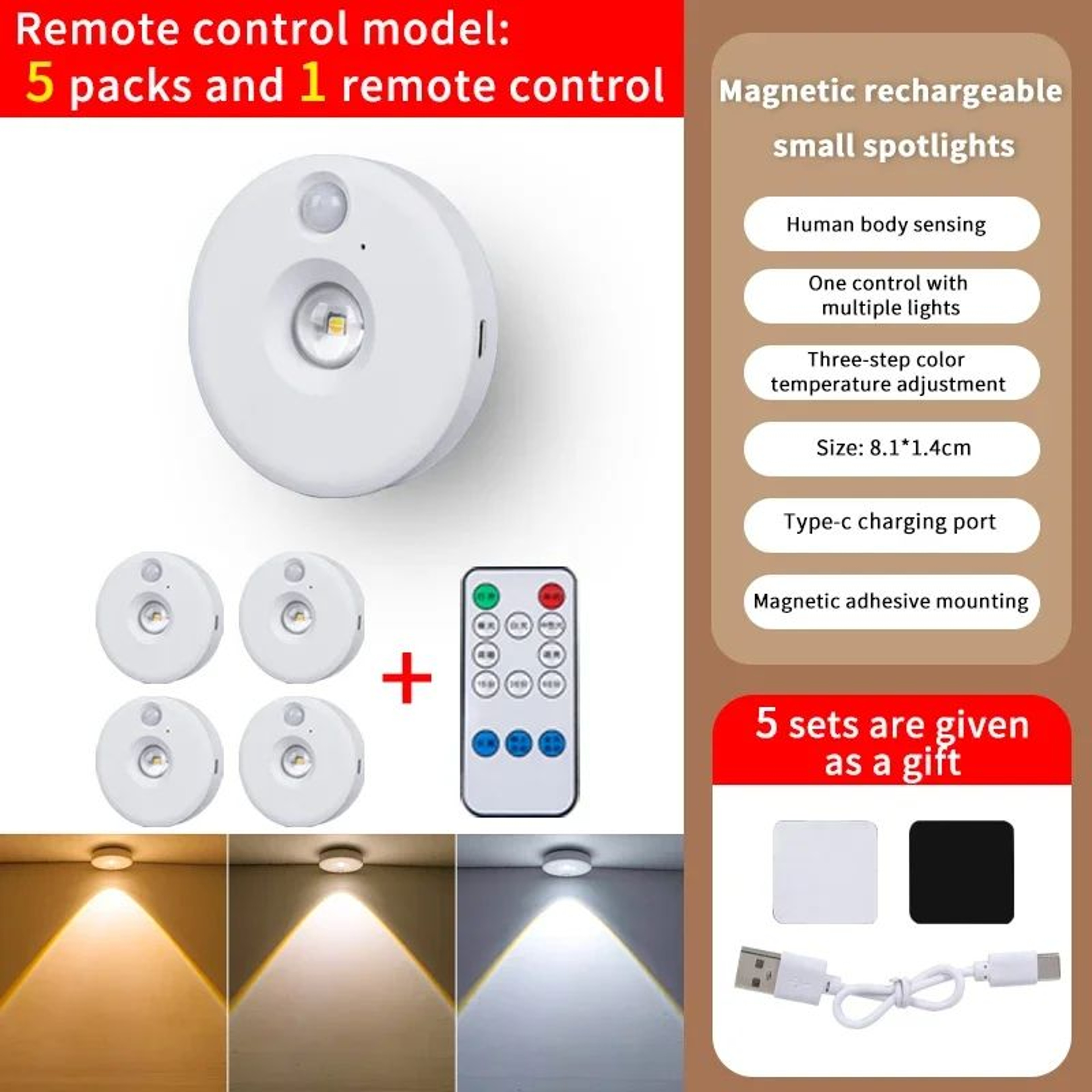 LumiSense Motion Sensor Under Cabinet Light USB Rechargeable Wireless Closet Light 11