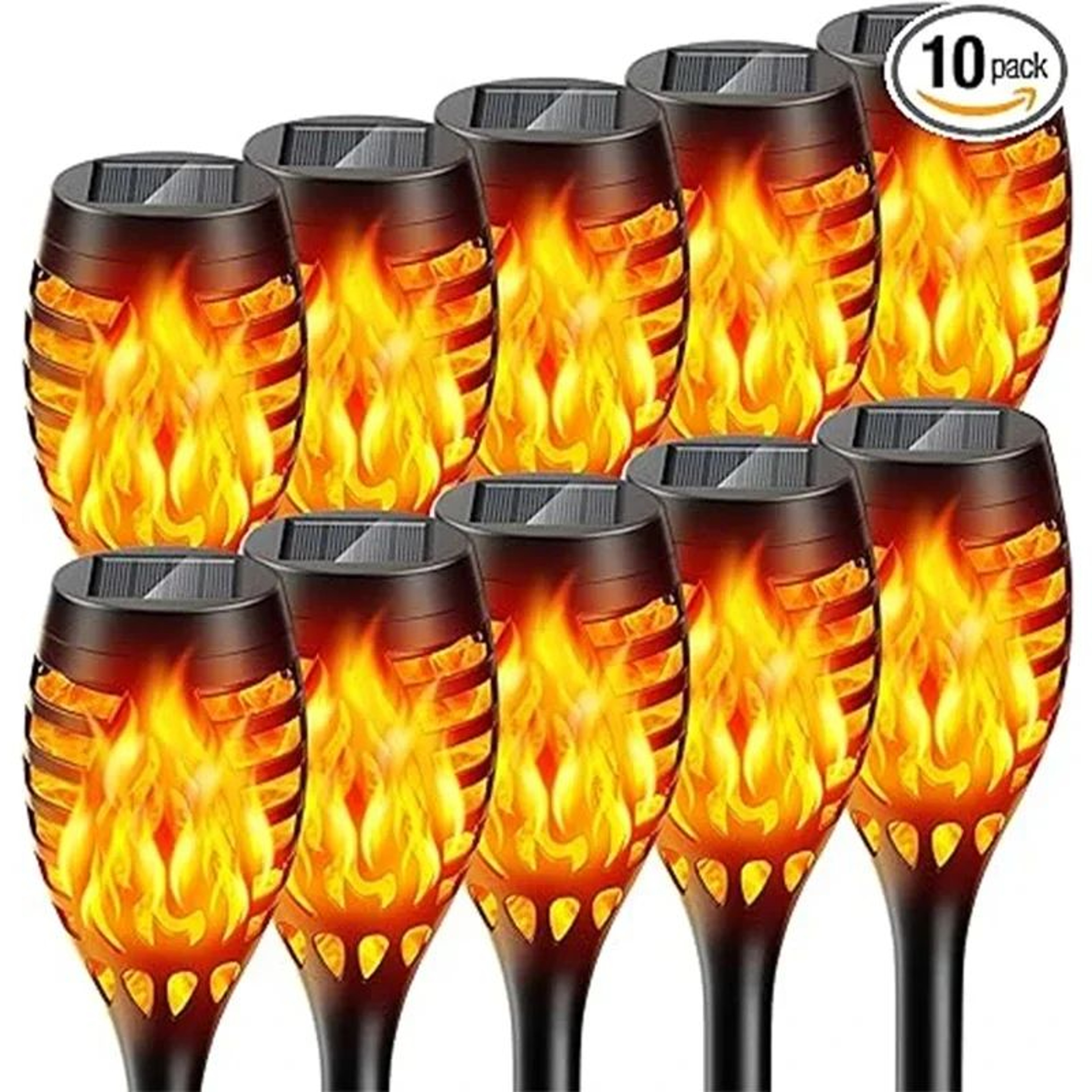 Solar Flame Torch Lights Outdoor Waterproof Flickering LED Garden Stakes 1 2 4 6 8 10 Pack 0