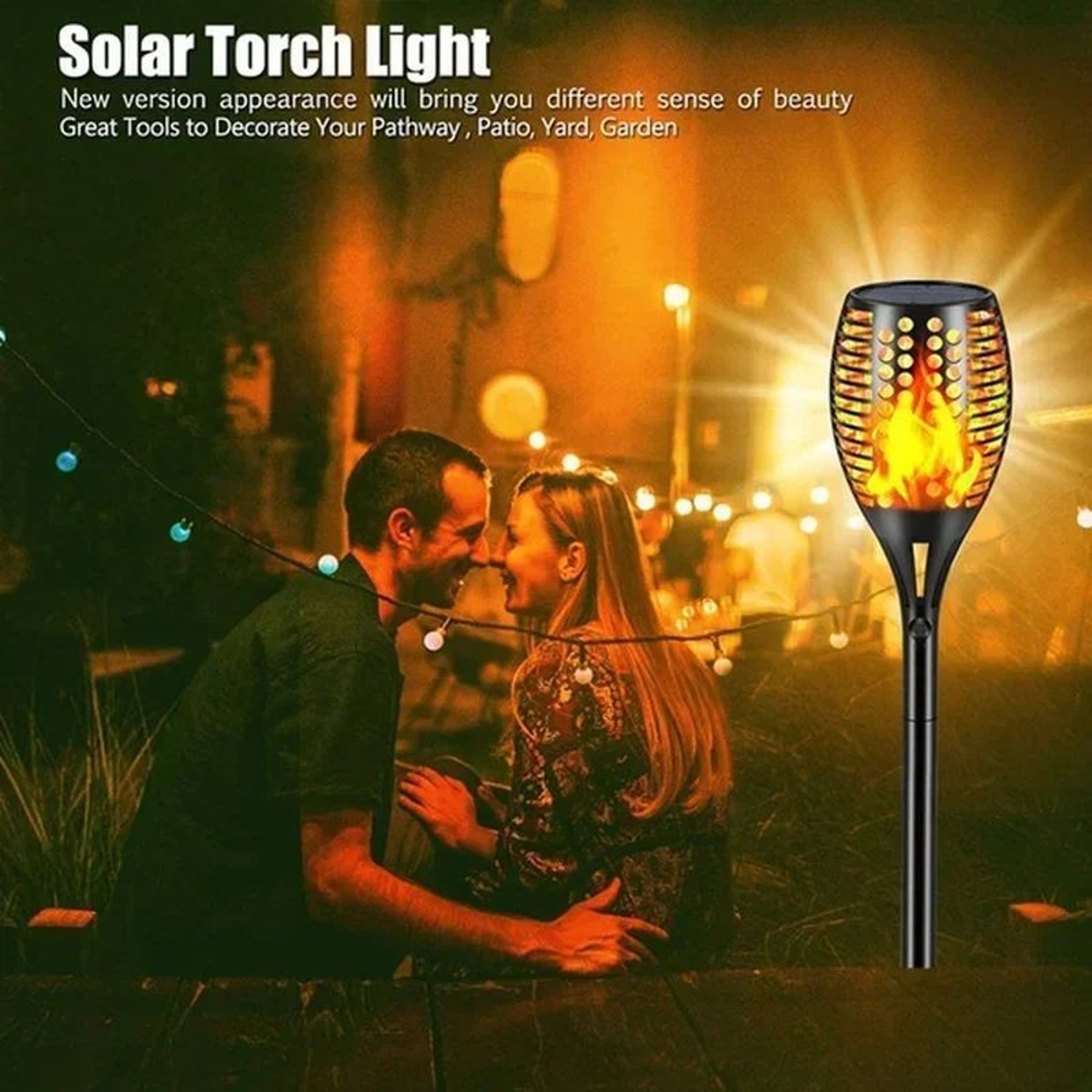 Solar Flame Torch Lights Outdoor Waterproof Flickering LED Garden Stakes 1 2 4 6 8 10 Pack 4
