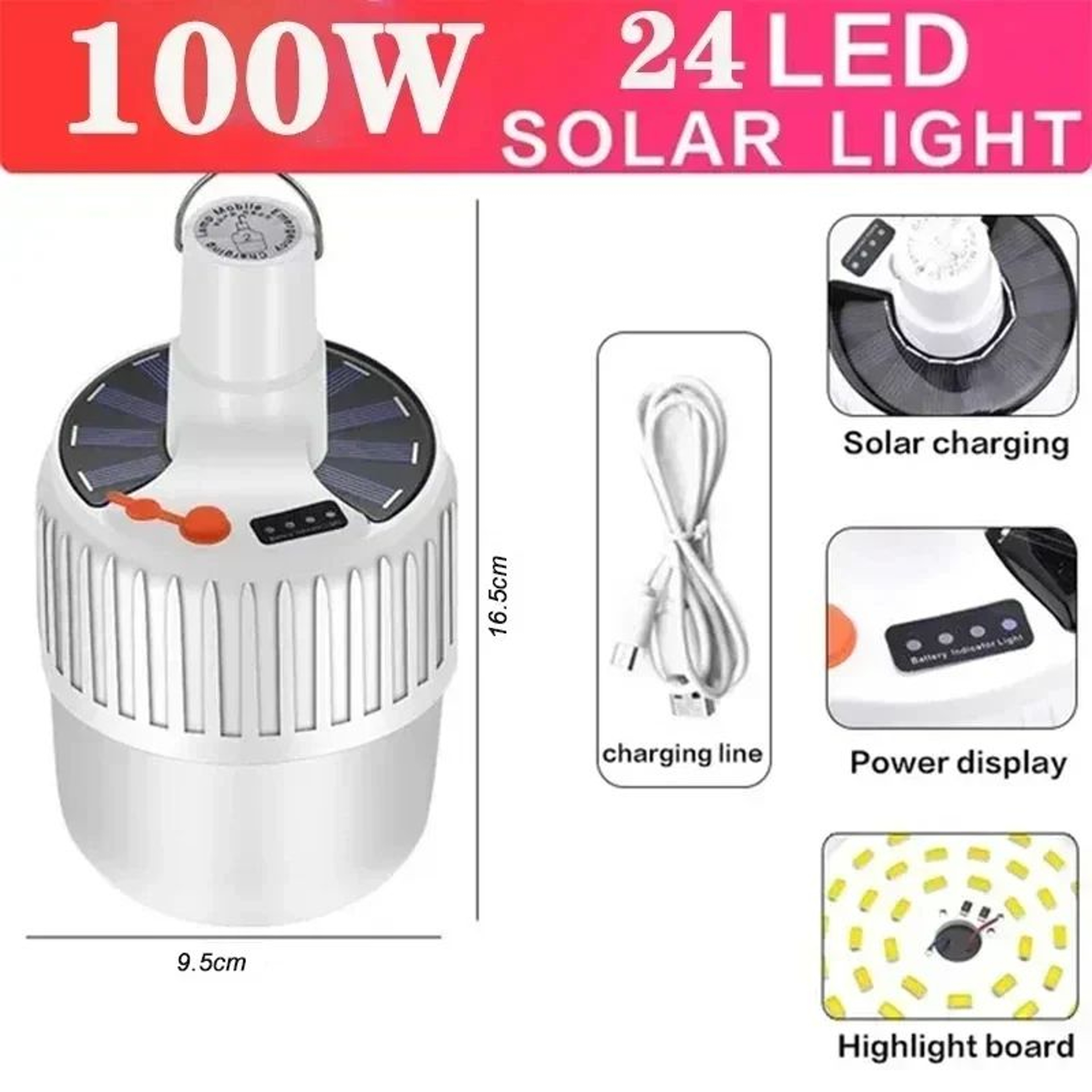 Solar Camping Light LED Camping Lantern With Hanging Hook For Camping Hiking Emergency 1Pc 2Pcs 7