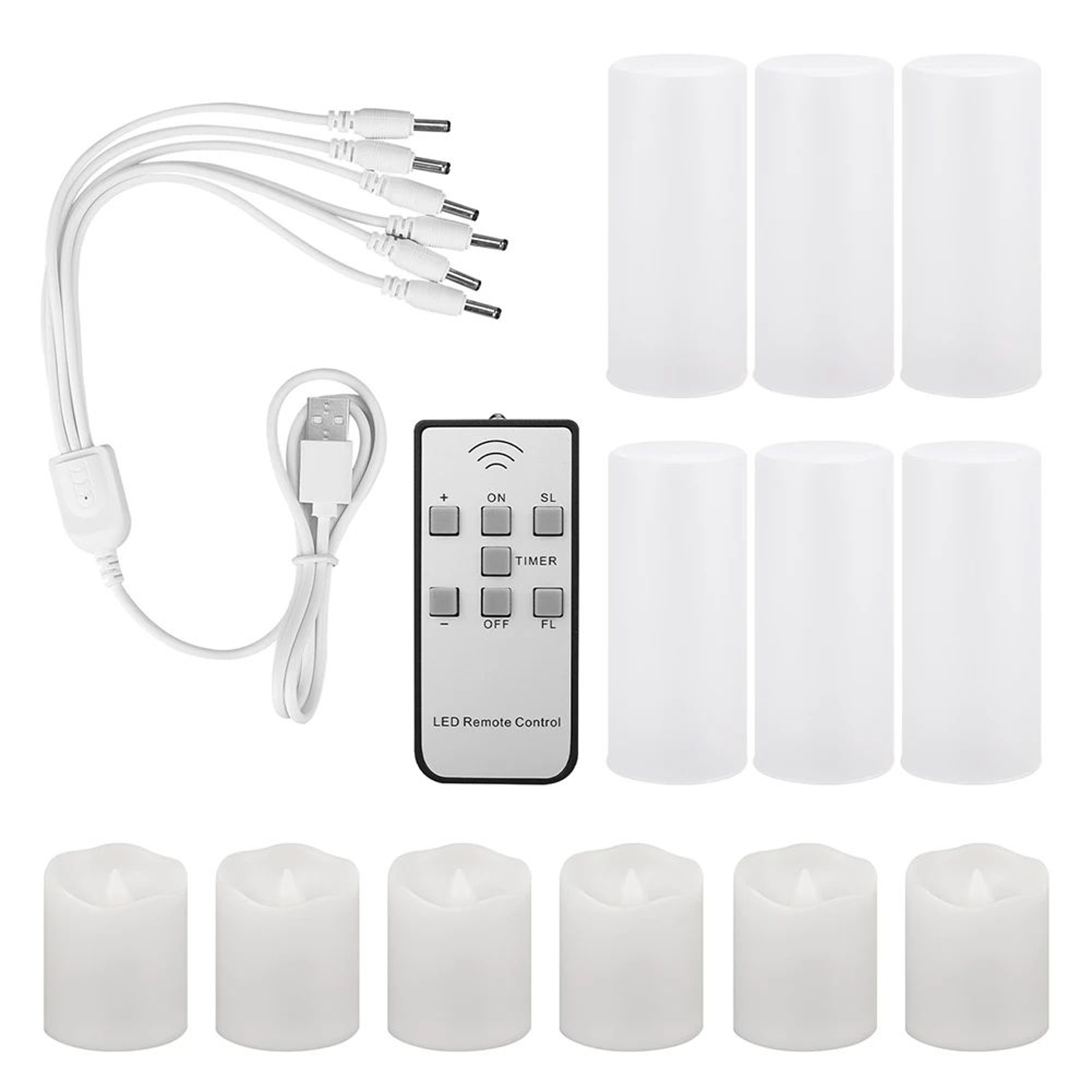 USB Rechargeable LED Votive Candles 6 Piece Set With Remote Timer For Wedding Table Decor 6