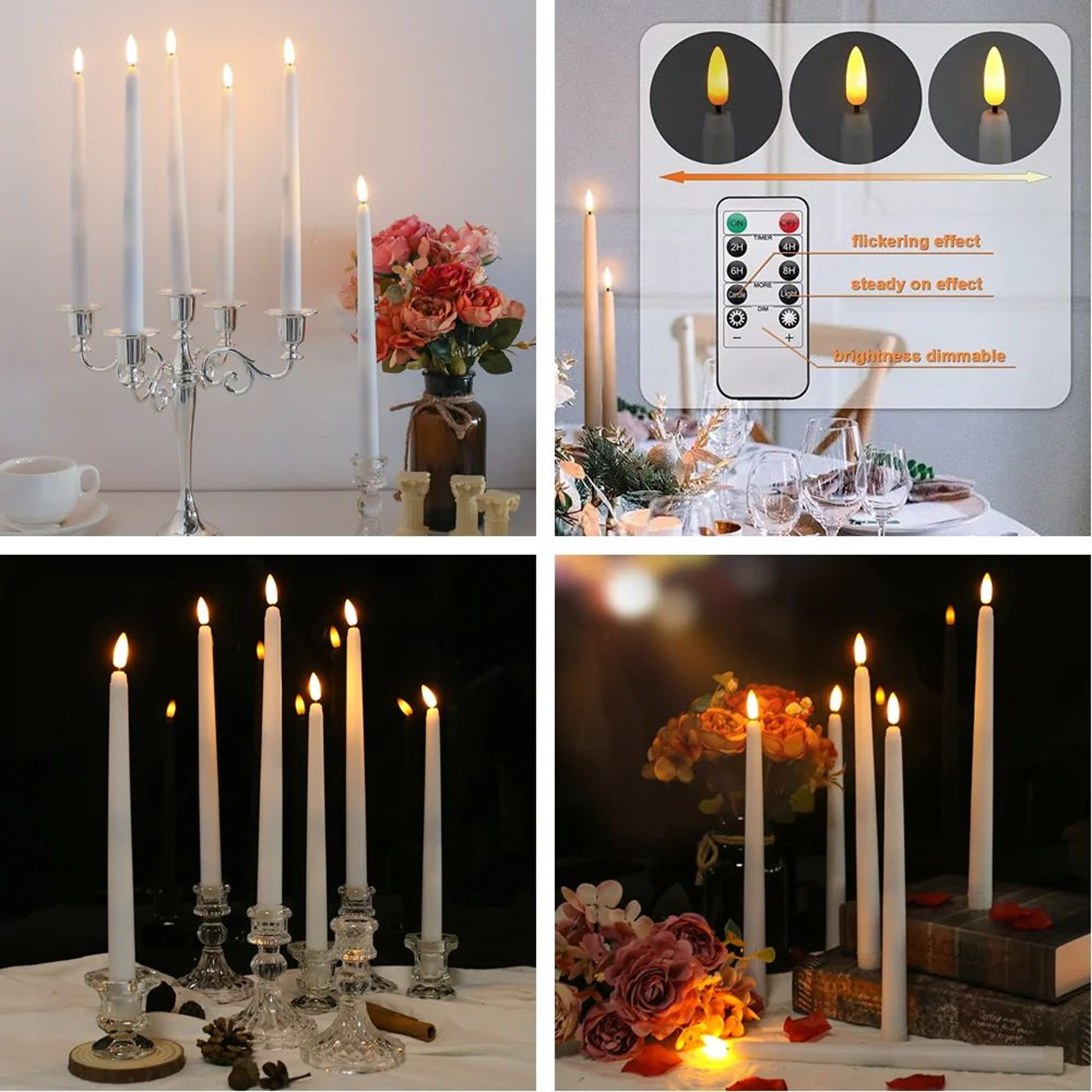 6 Or 24 Piece LED Flameless Taper Candles 65 Inch Or 11 Inch Battery Operated Candles With Warm Fli 1