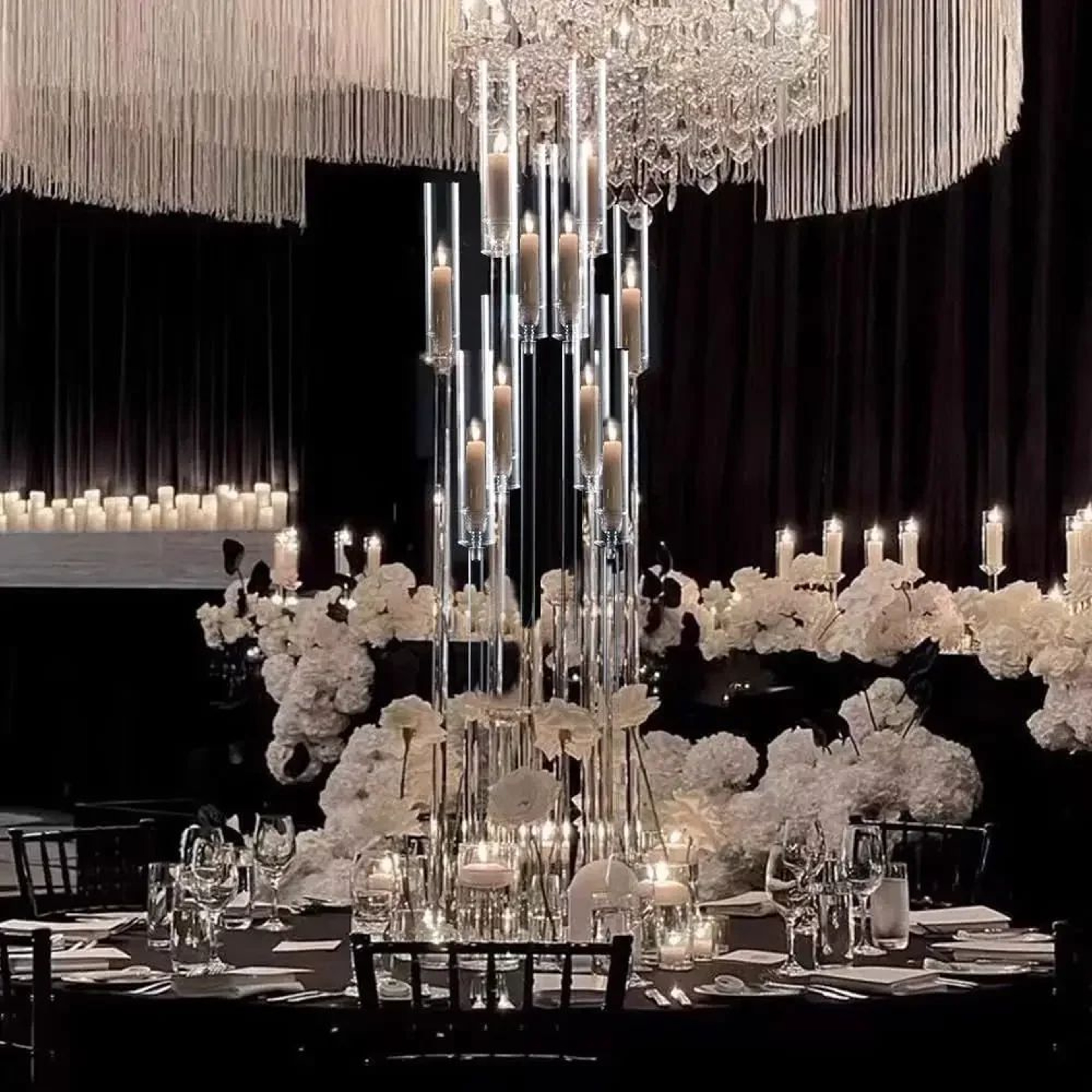 Clear Acrylic Candelabra 10 Arm Wedding Centerpiece Candle Holder Set For Elegant Table Decor 1
