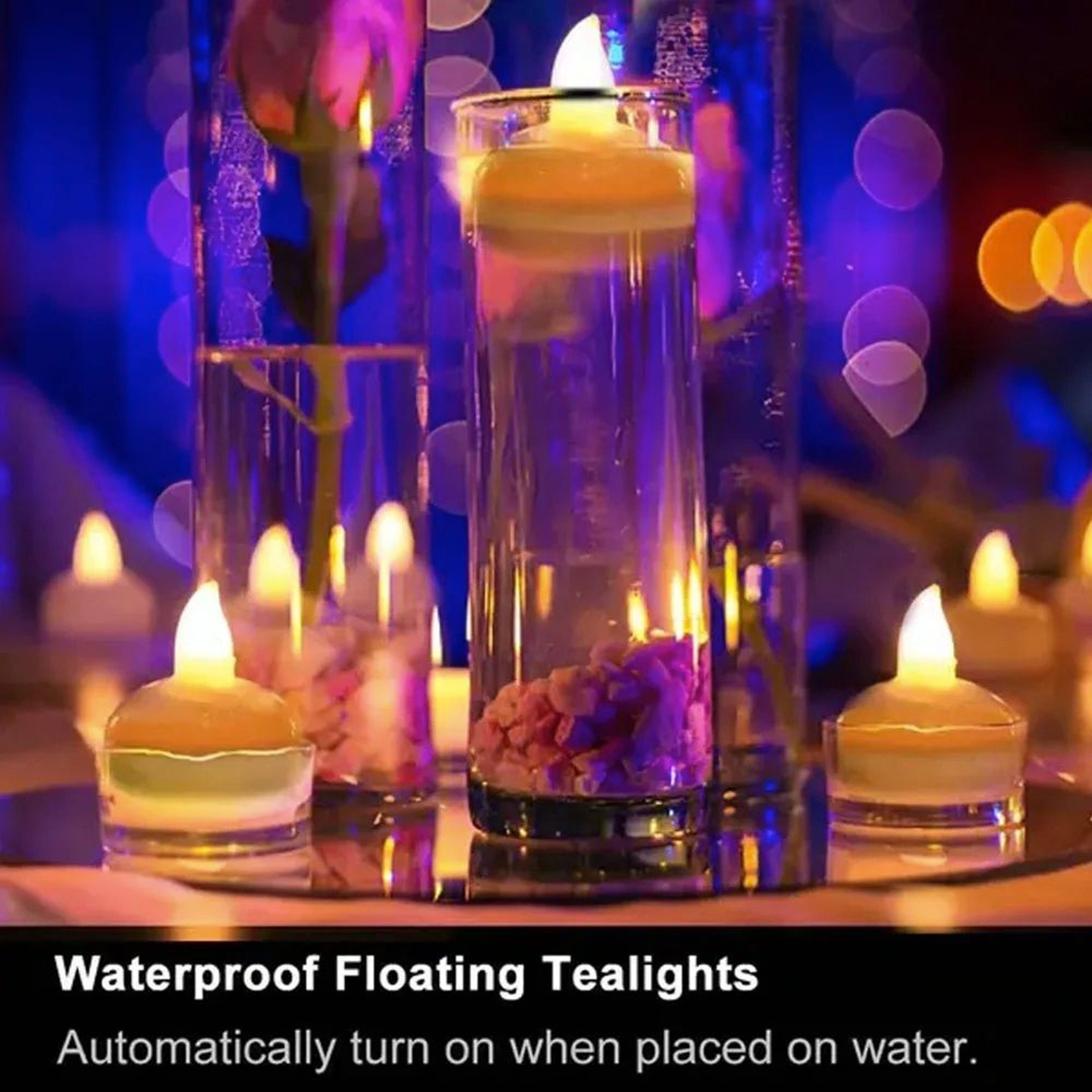 Waterproof Floating LED Candle Flameless Tea Light Flickering Pool And Wedding Decor 2