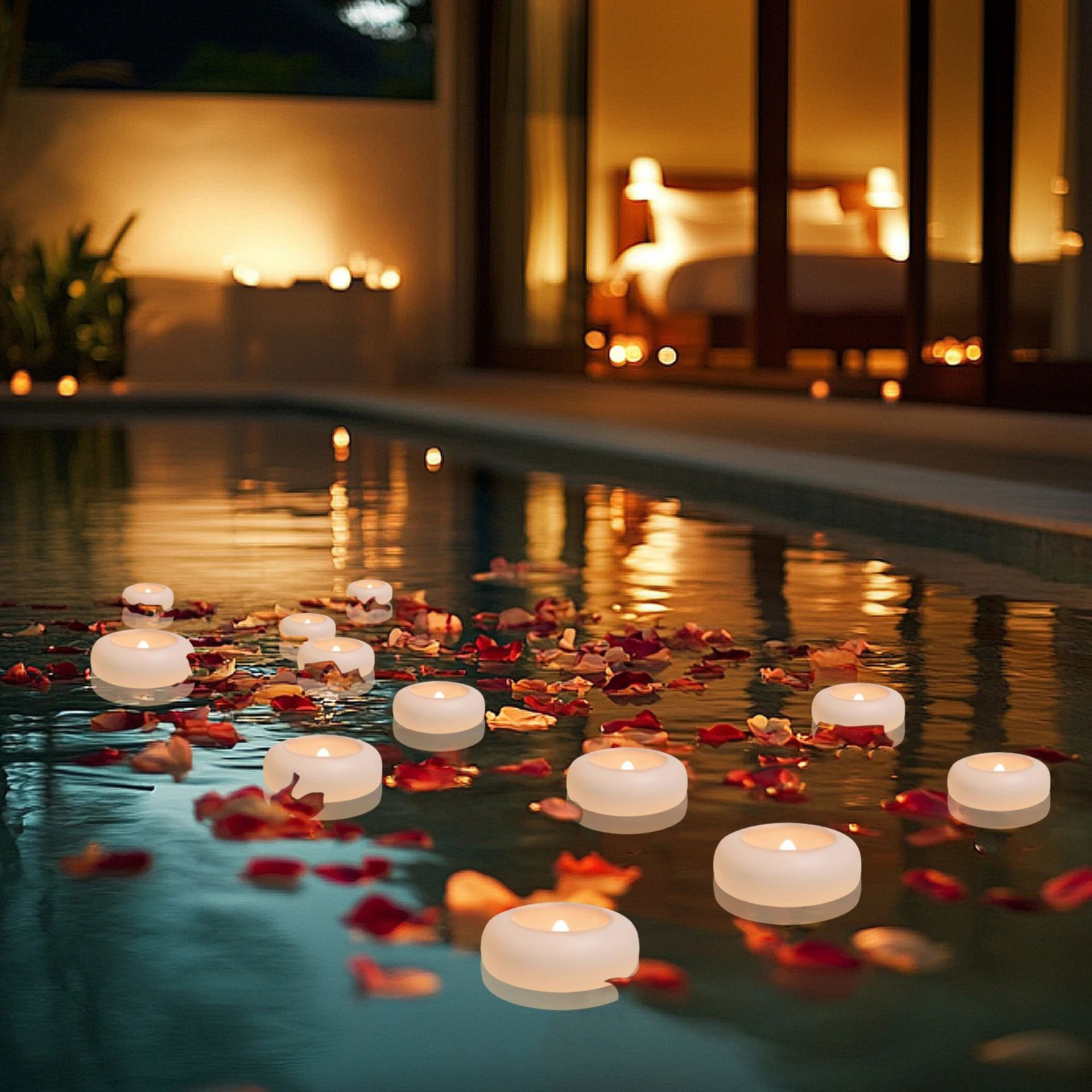 Floating LED Candles Waterproof Flameless Tea Lights For Pool Wedding Decor 12 Or 24 Pieces 5