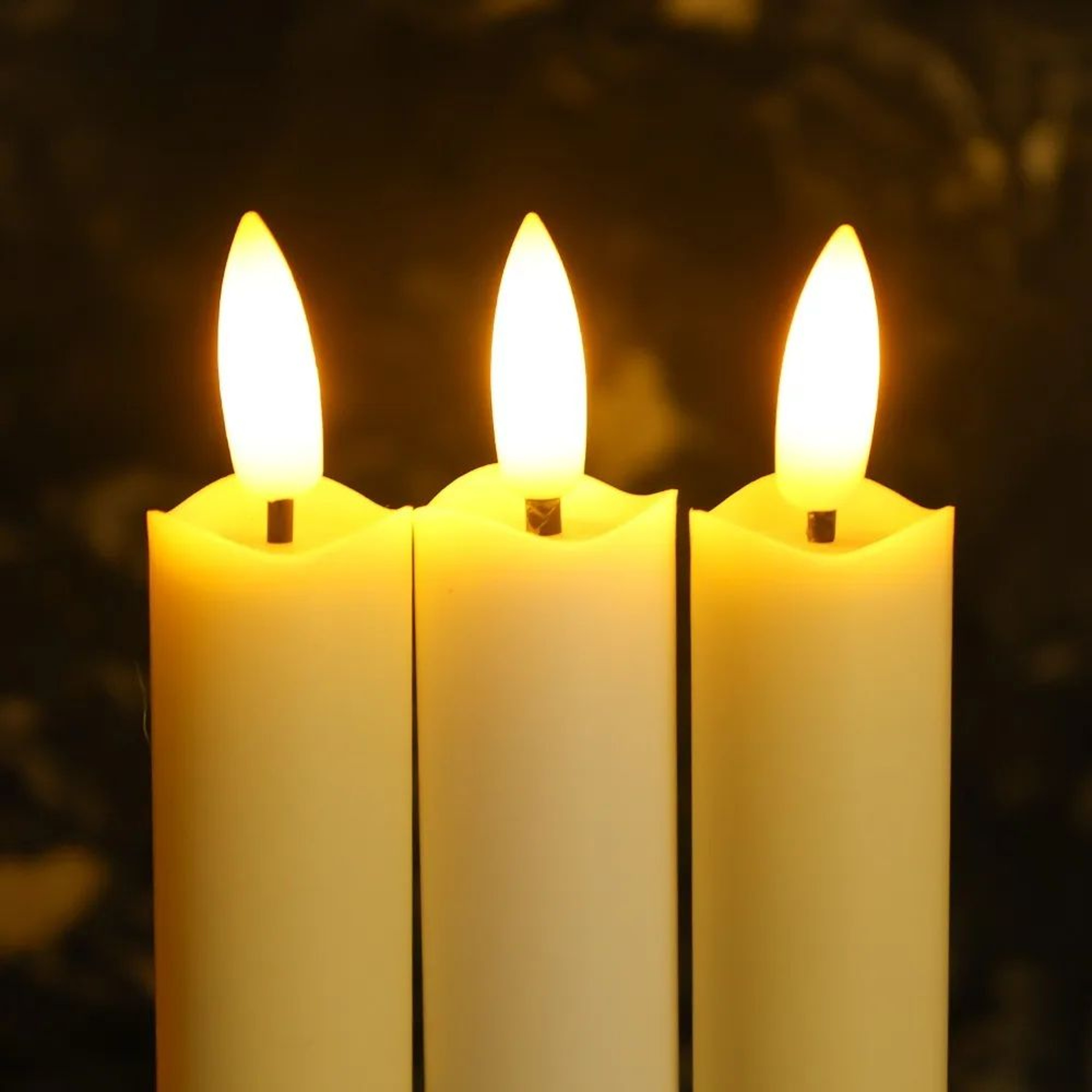 Battery Operated Flameless Taper Candles With Realistic Flickering LED Light For Wedding And Party  4