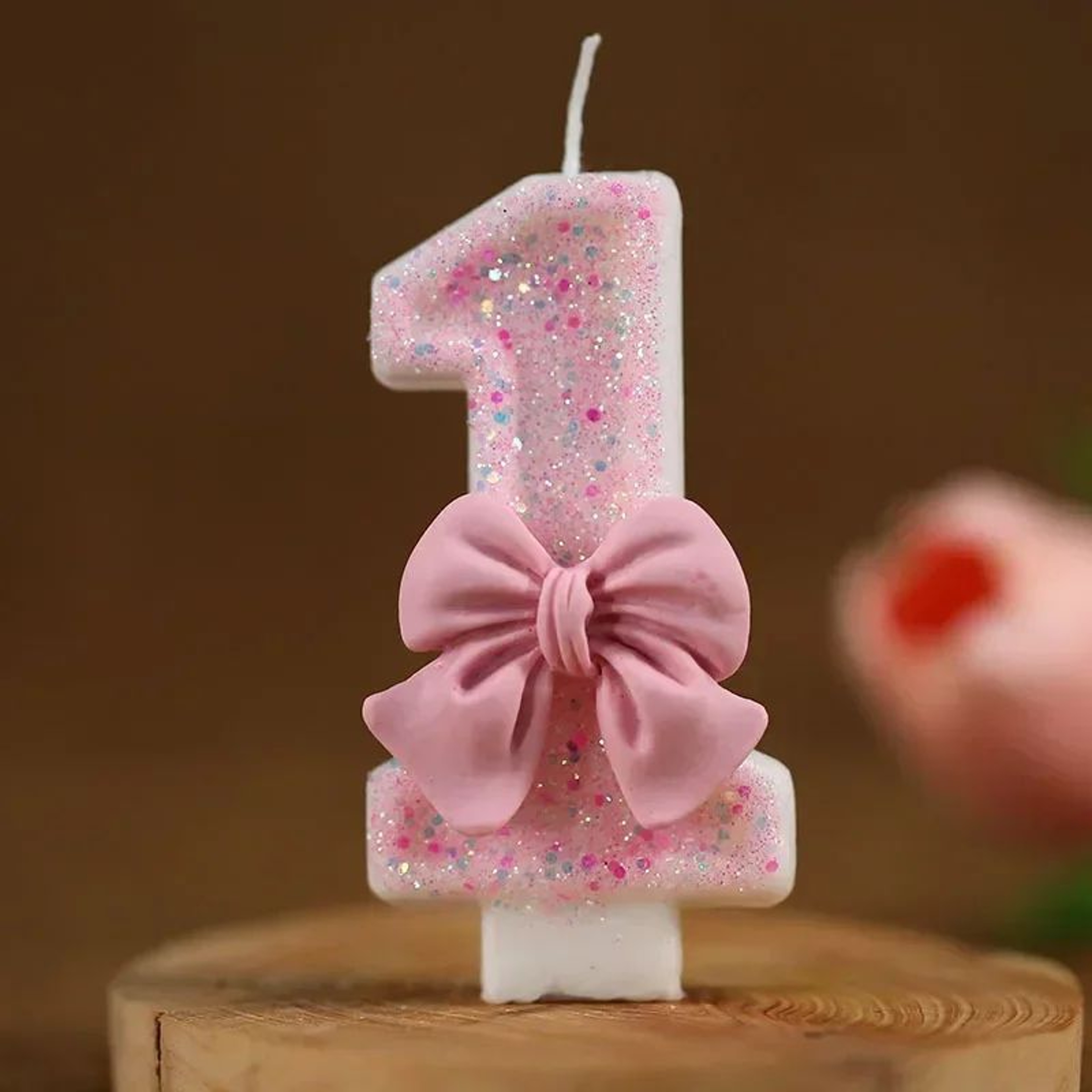 Pink Glitter Number Birthday Candle 3D Cake Topper Candle For Birthday Cakes 0 To 9 2