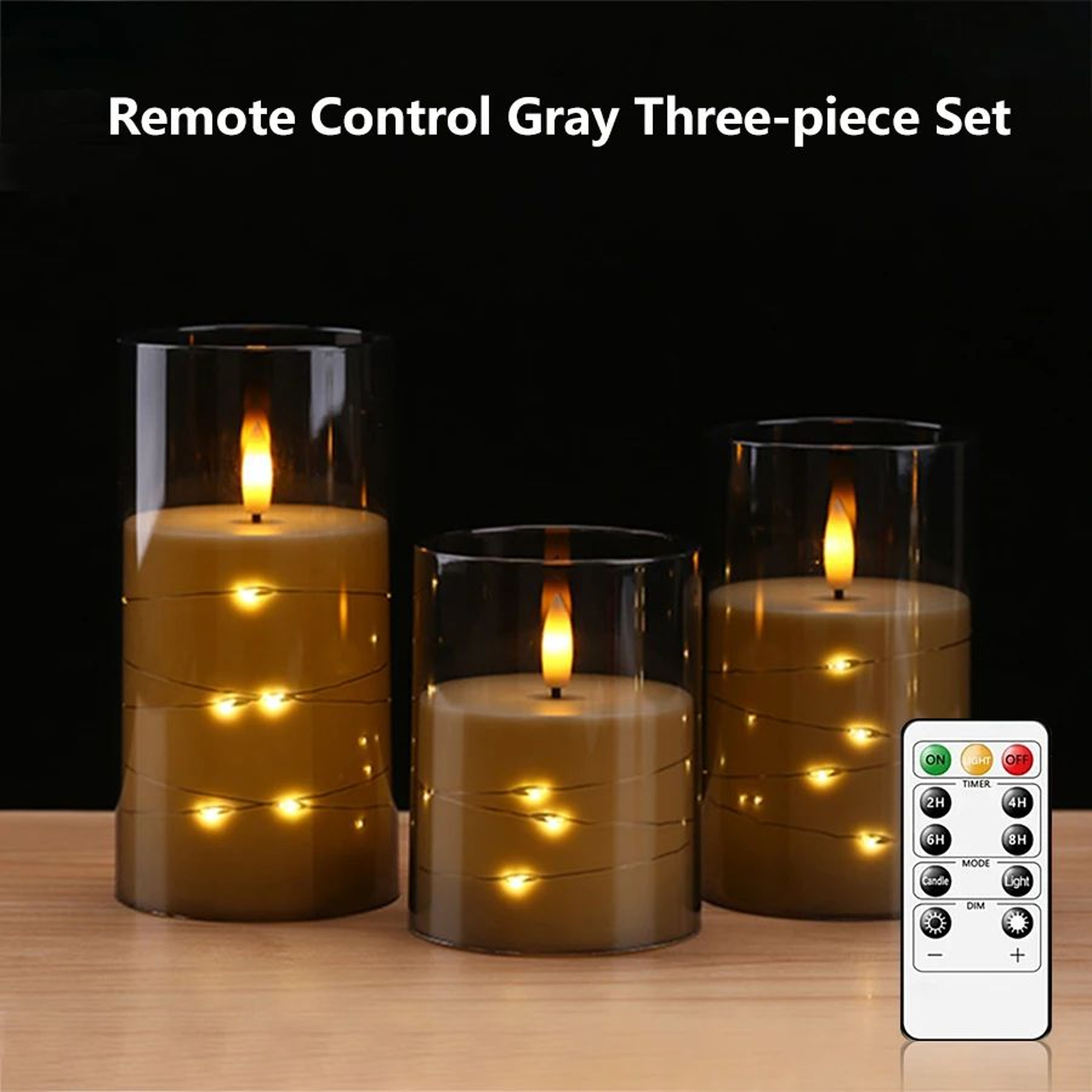 Flameless LED Candles With Star String Lights Remote Timer Battery Operated Pillar Candles 7