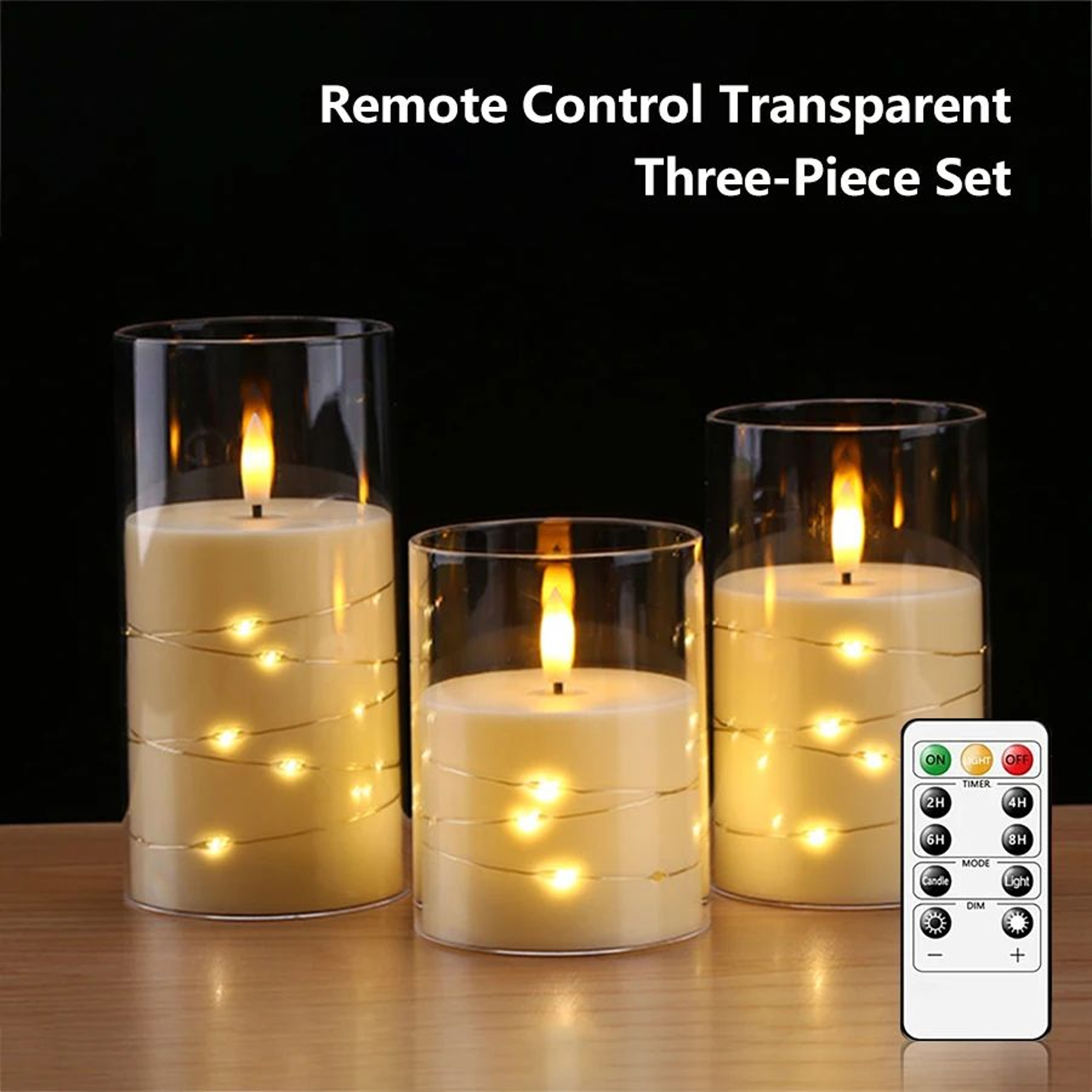 Flameless LED Candles With Star String Lights Remote Timer Battery Operated Pillar Candles 8