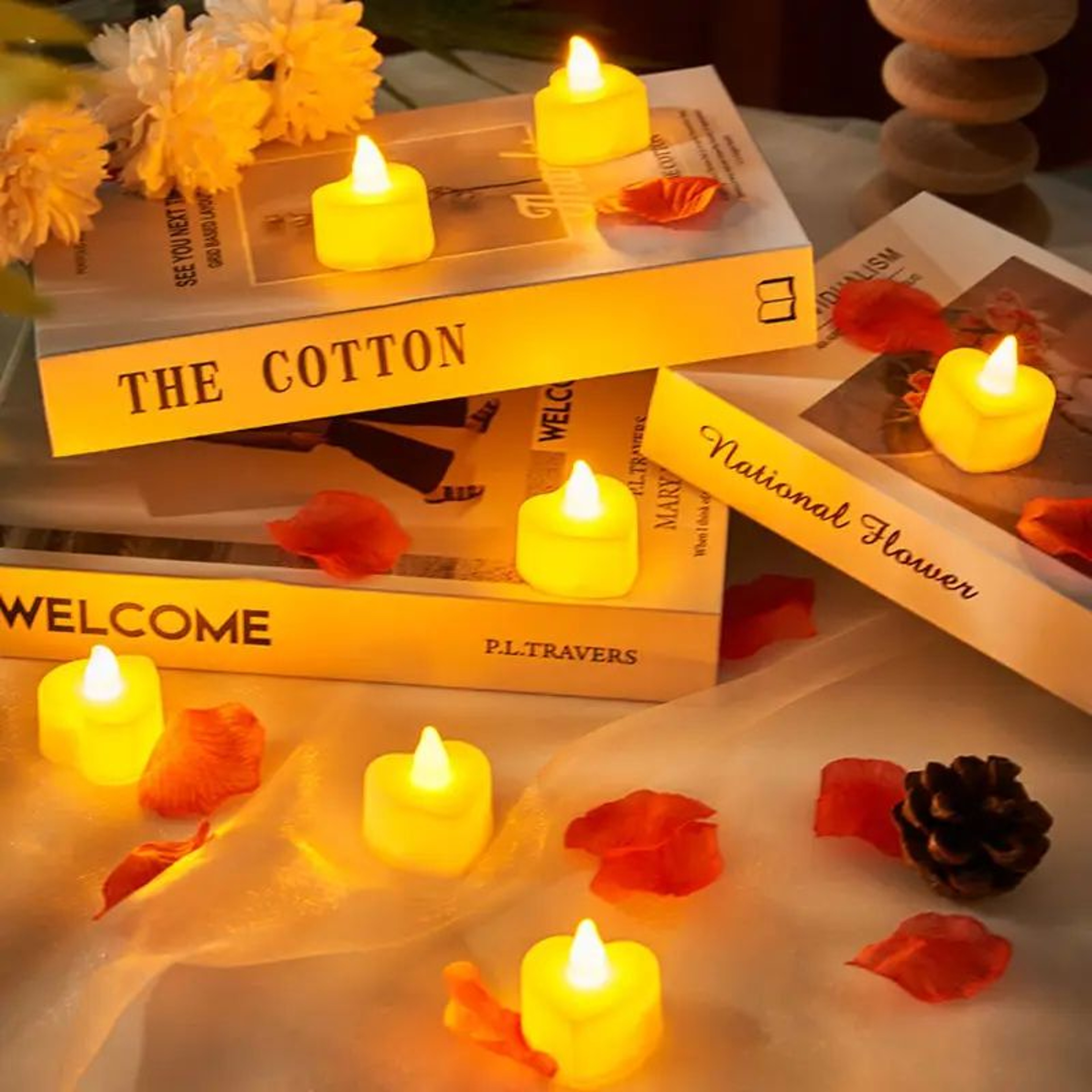 24 Pack Flameless LED Tea Lights Warm White Flickering Battery Operated Candles For Wedding And Hom 0