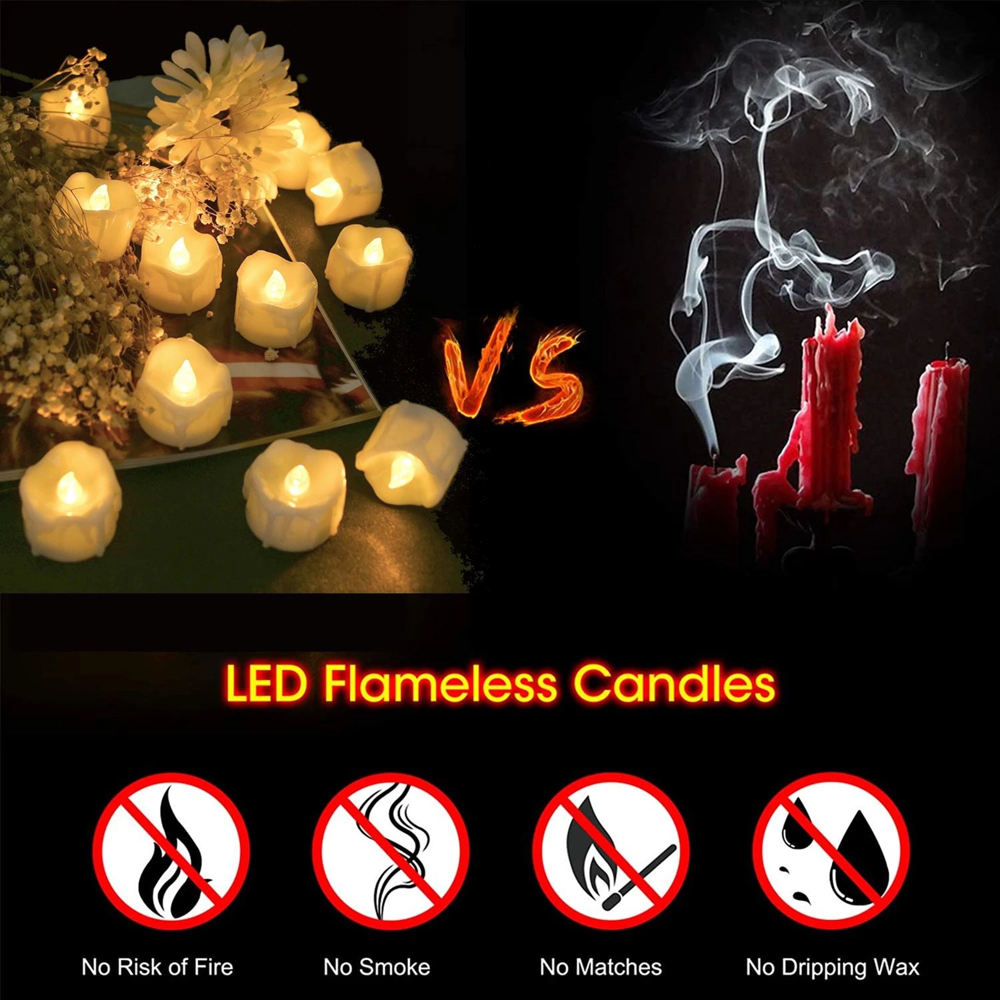12 Pack Flameless LED Tea Light Candles With Auto Timer Flickering Battery Operated Warm White 1