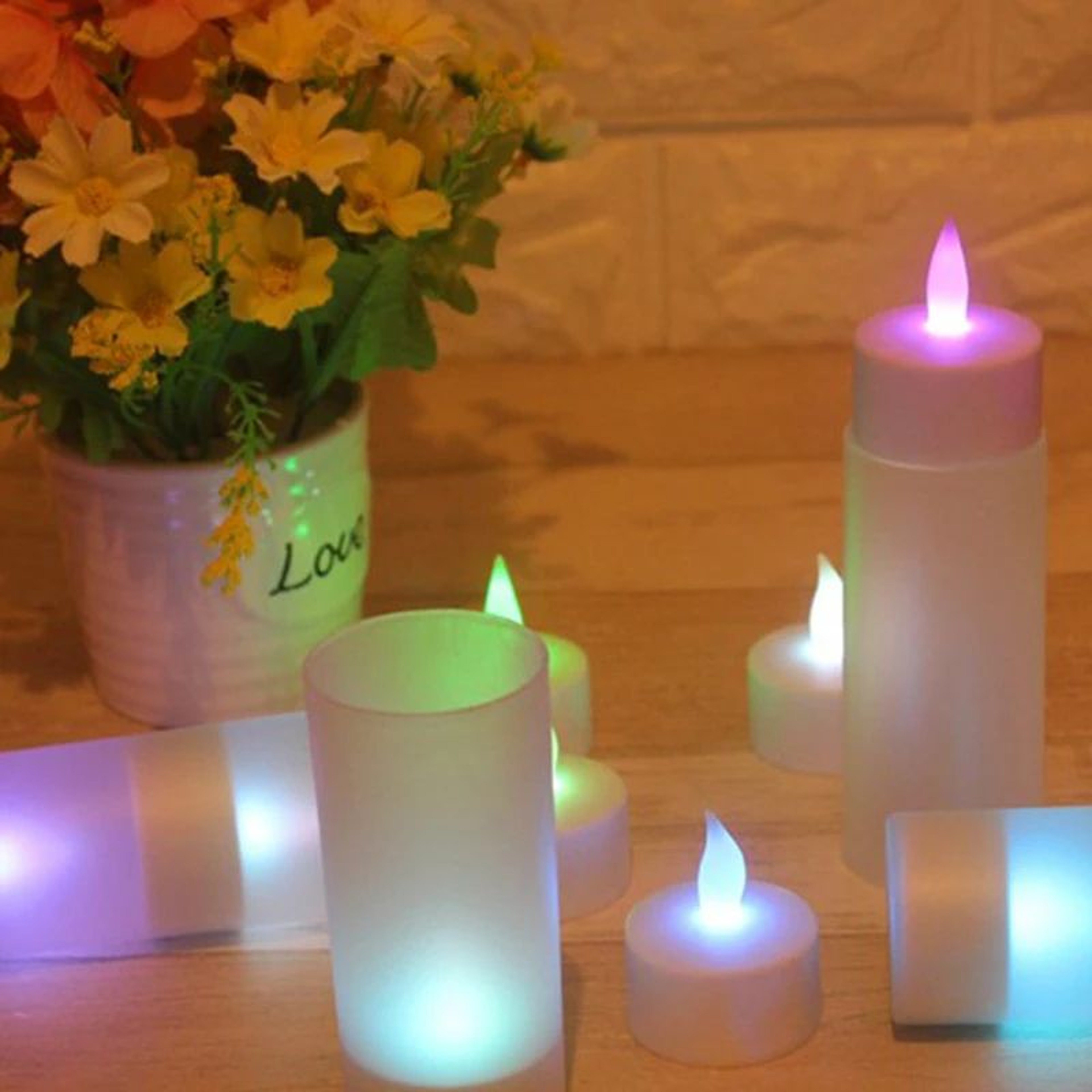 USB Rechargeable Tea Lights Flameless LED Candles Warm Flickering Rechargeable Candle Set 1