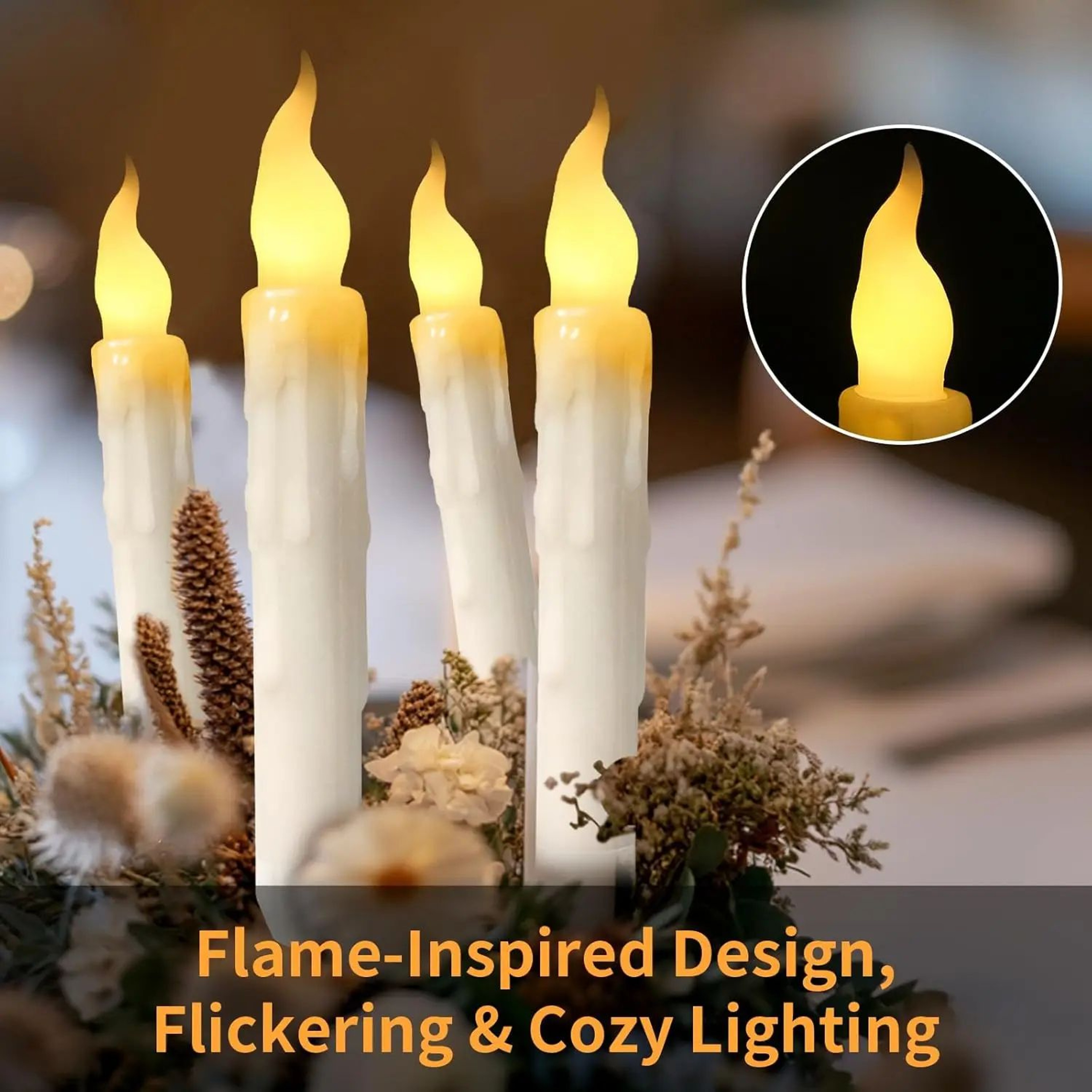 65 Inch LED Taper Candles Battery Operated Flameless Candles For Window And Holiday Decor 3