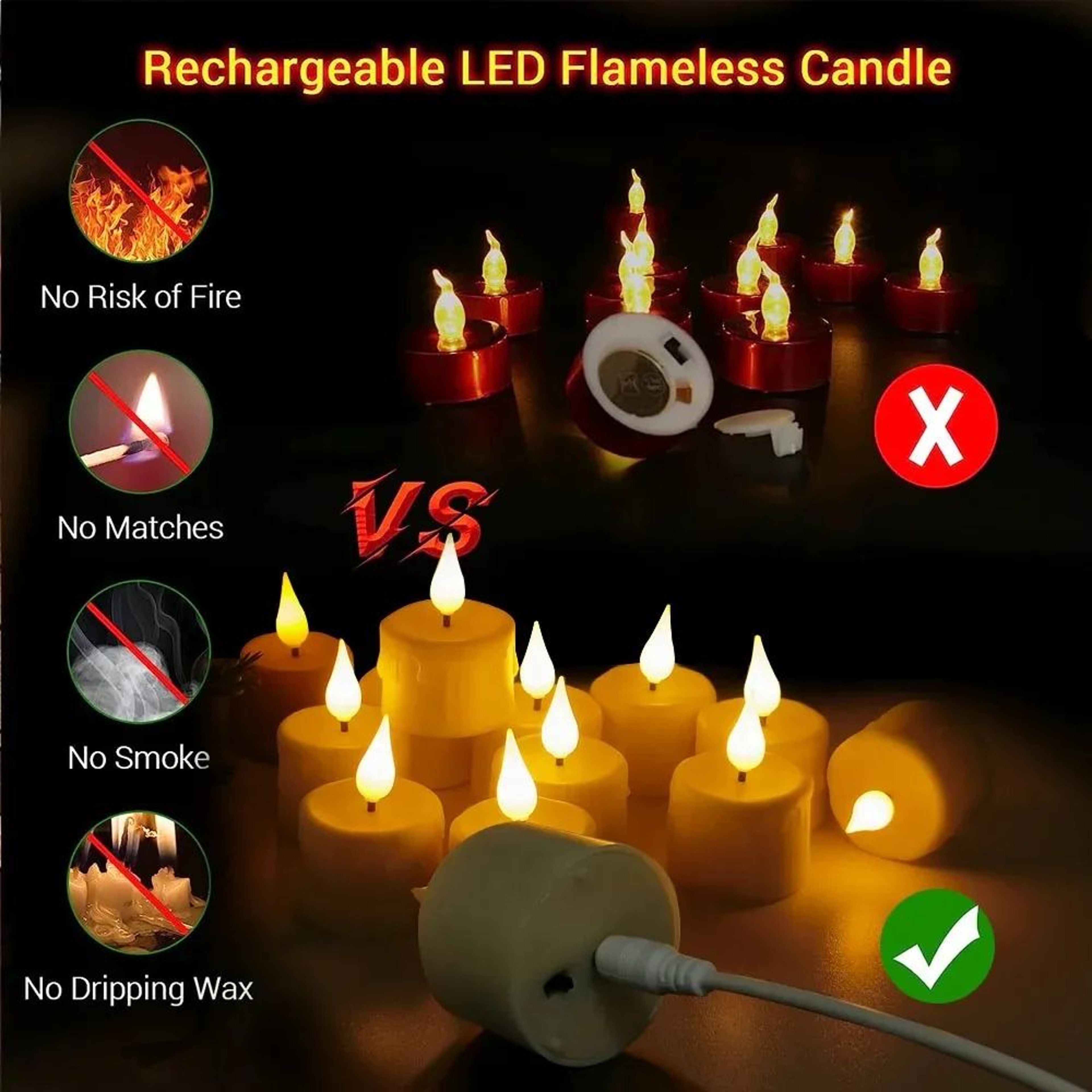 USB Rechargeable LED Tea Lights With Remote Control Timer And Flickering Flameless Candles 1