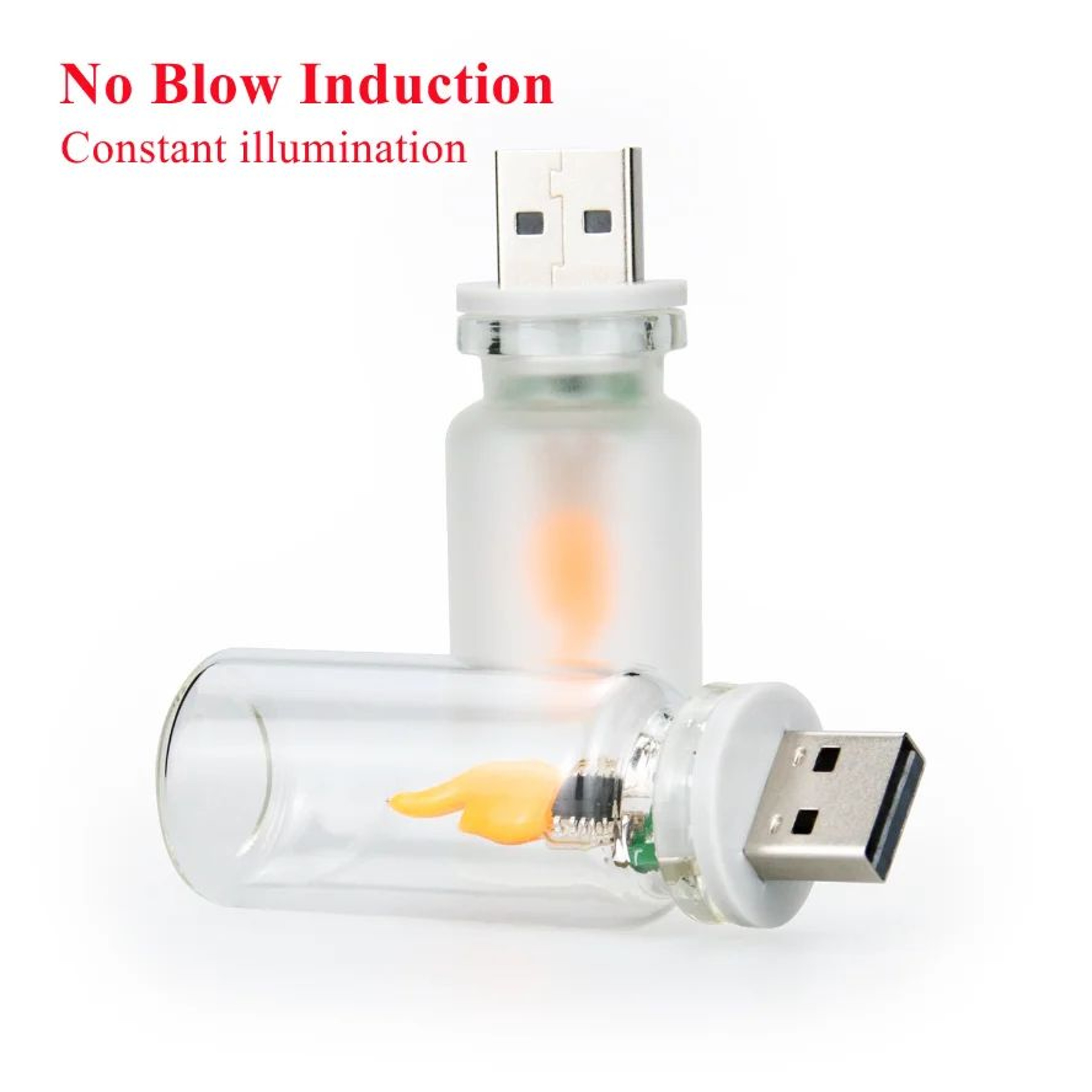 USB LED Flame Lamp BlowControl Candle Night Light With Frosted Glass For Car Home  Desk 5