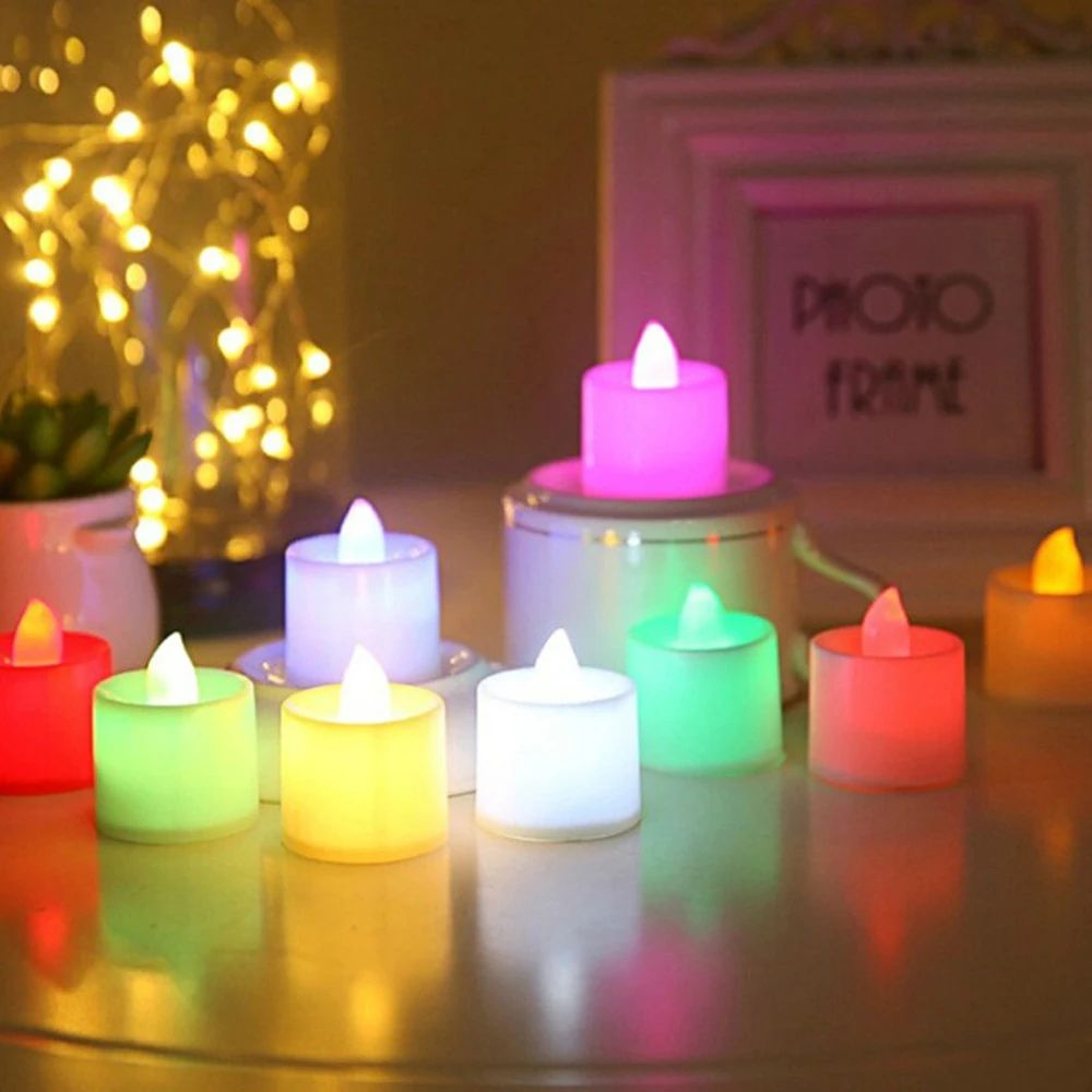 5 Or 10 Piece LED Tea Lights Flameless Battery Operated Candles Multicolor Party Decor 0