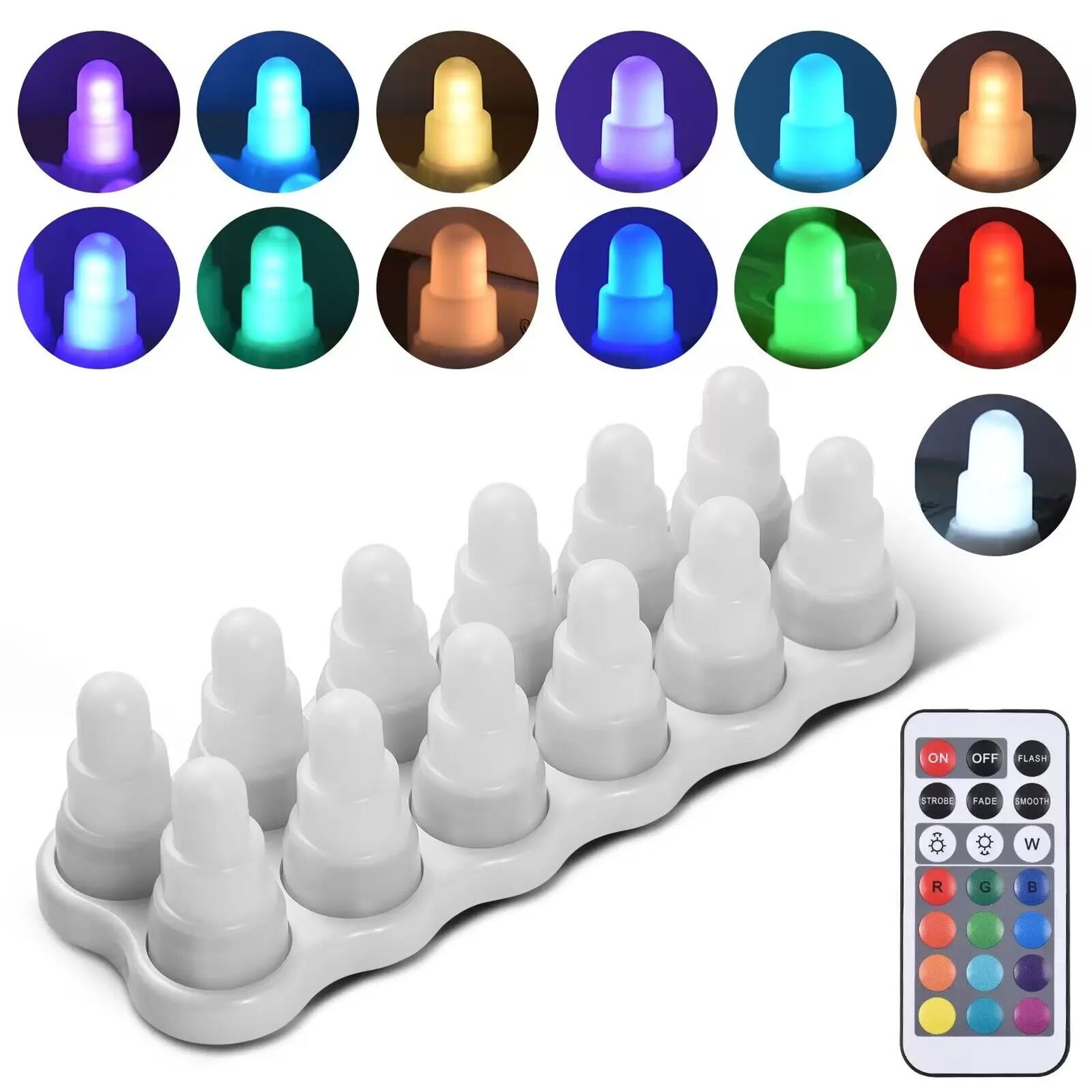 12 Pack Rechargeable LED Tea Lights With Wireless Charging Base And Remote RGB Flameless Candles 0