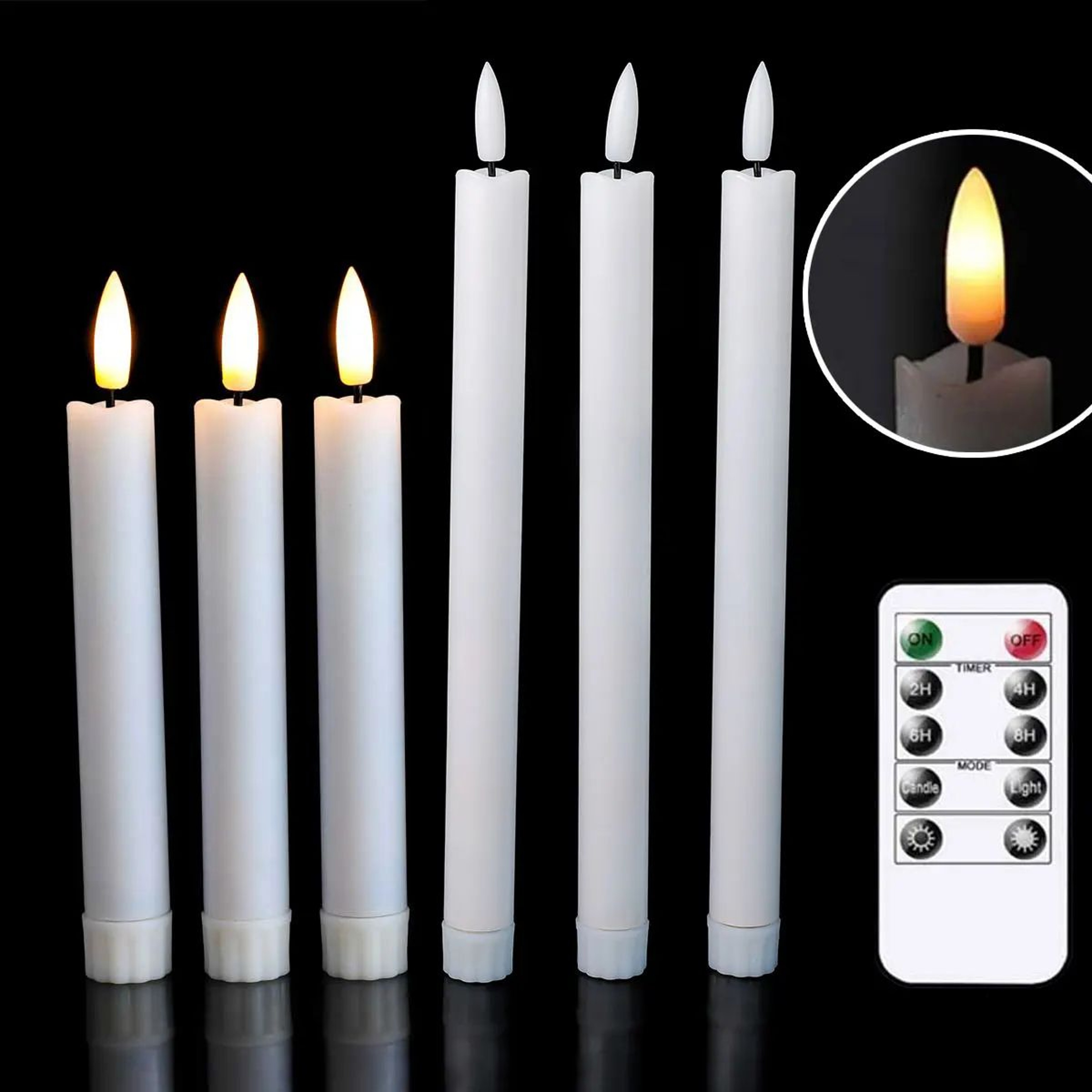 Remote Control Flameless LED Taper Candles Set 3 Or 6 Pieces 65 To 11 Inch 0