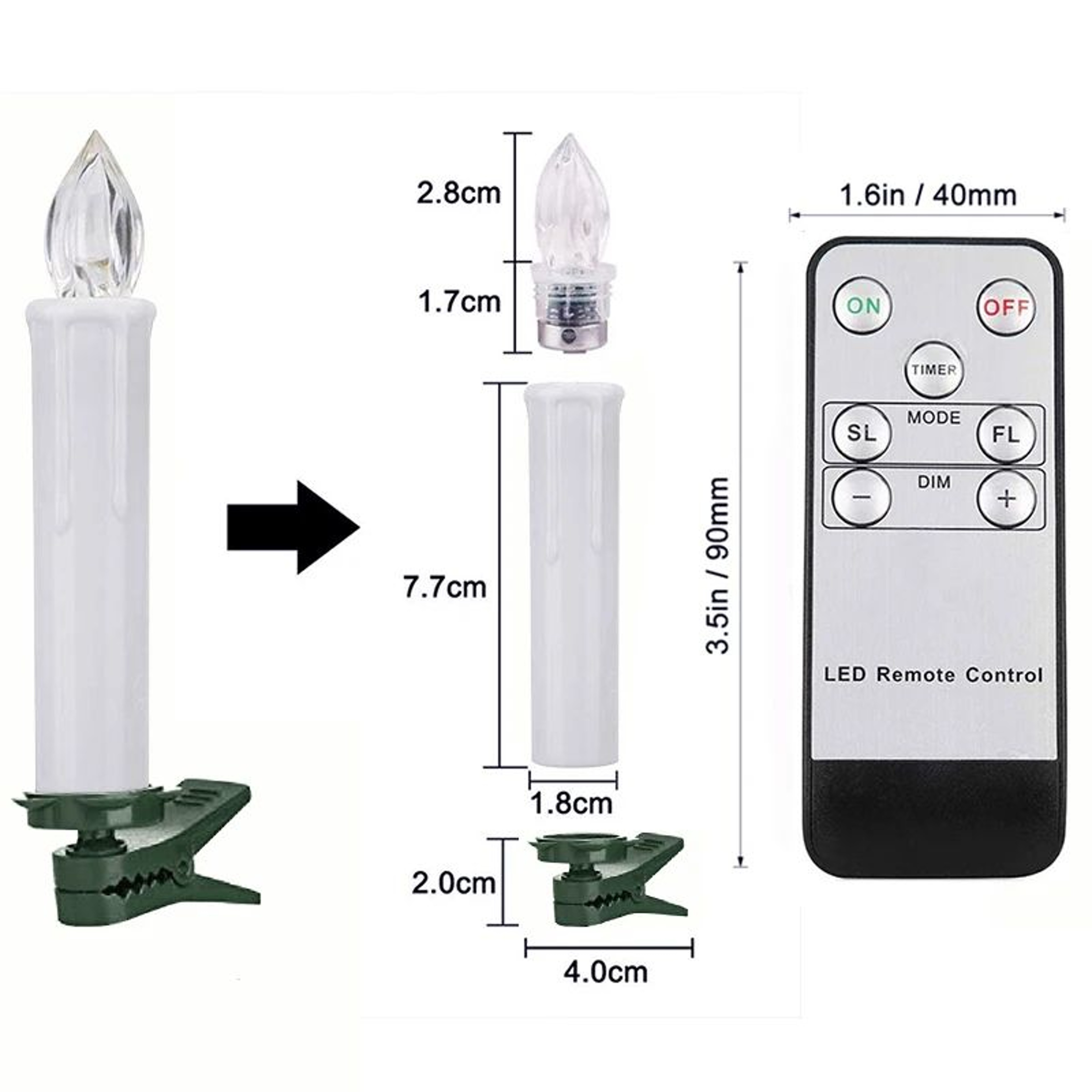 200 Hour Flameless LED Candle With Remote Timer Warm Flickering Battery Operated Decorative Light 2