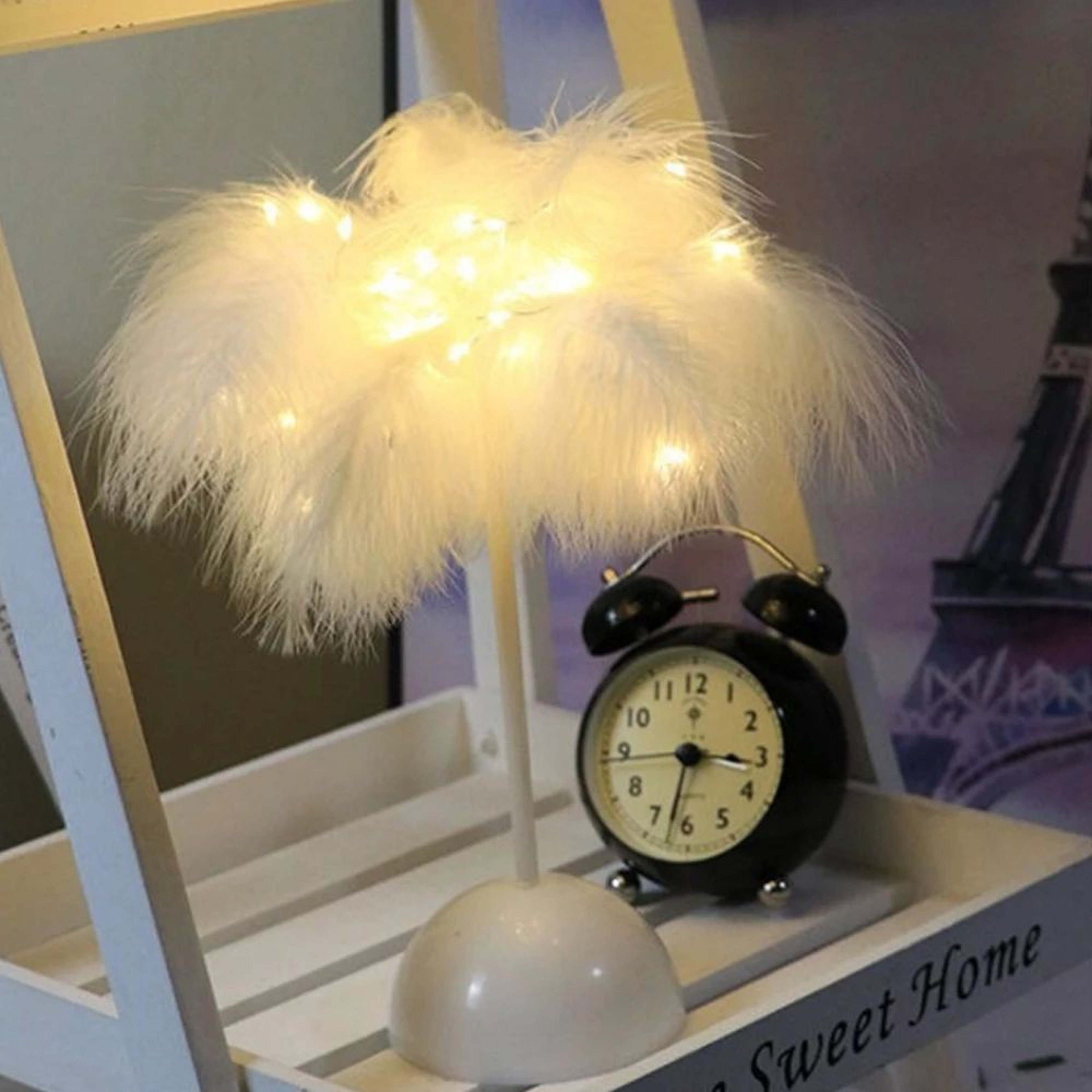 Feather Table Lamp With Remote Control USB Table Lamp Warm White LED Bedside Light 3