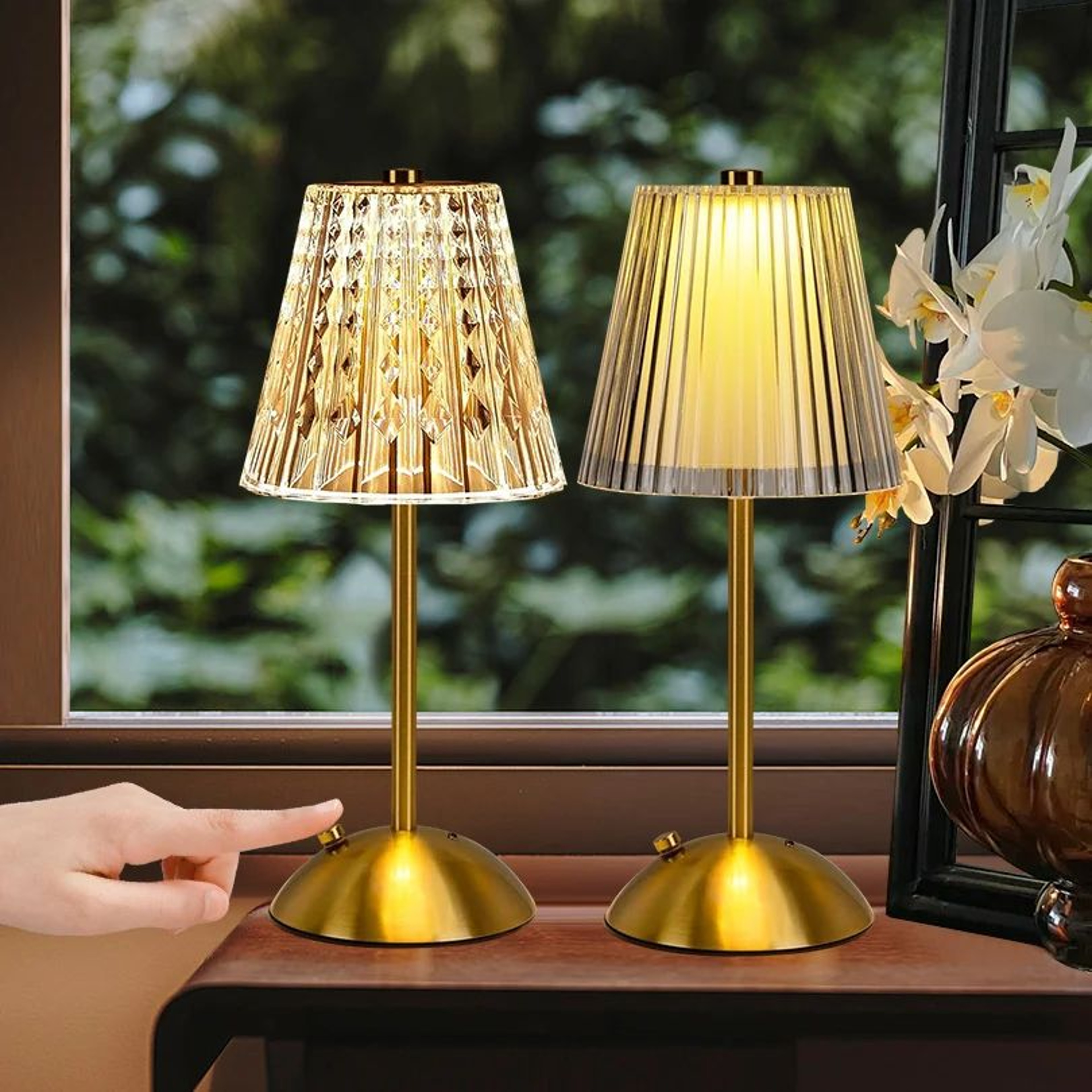 Cordless Crystal Table Lamp Rechargeable Touch Lamp With 3 Color Dimmable LED Light 0