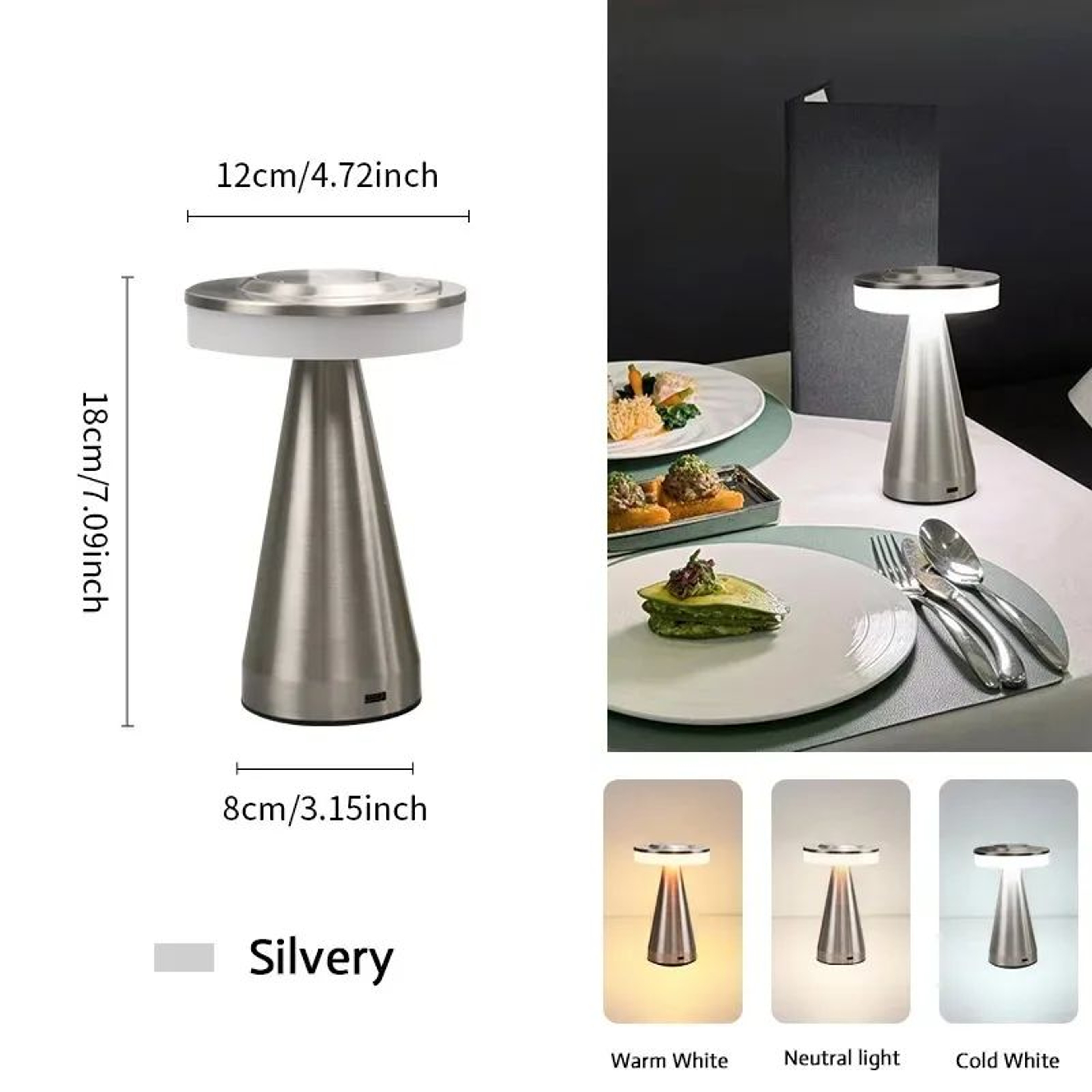 Mushroom LED Cordless Table Lamp Rechargeable Touch Sensor Bedside Night Light 9