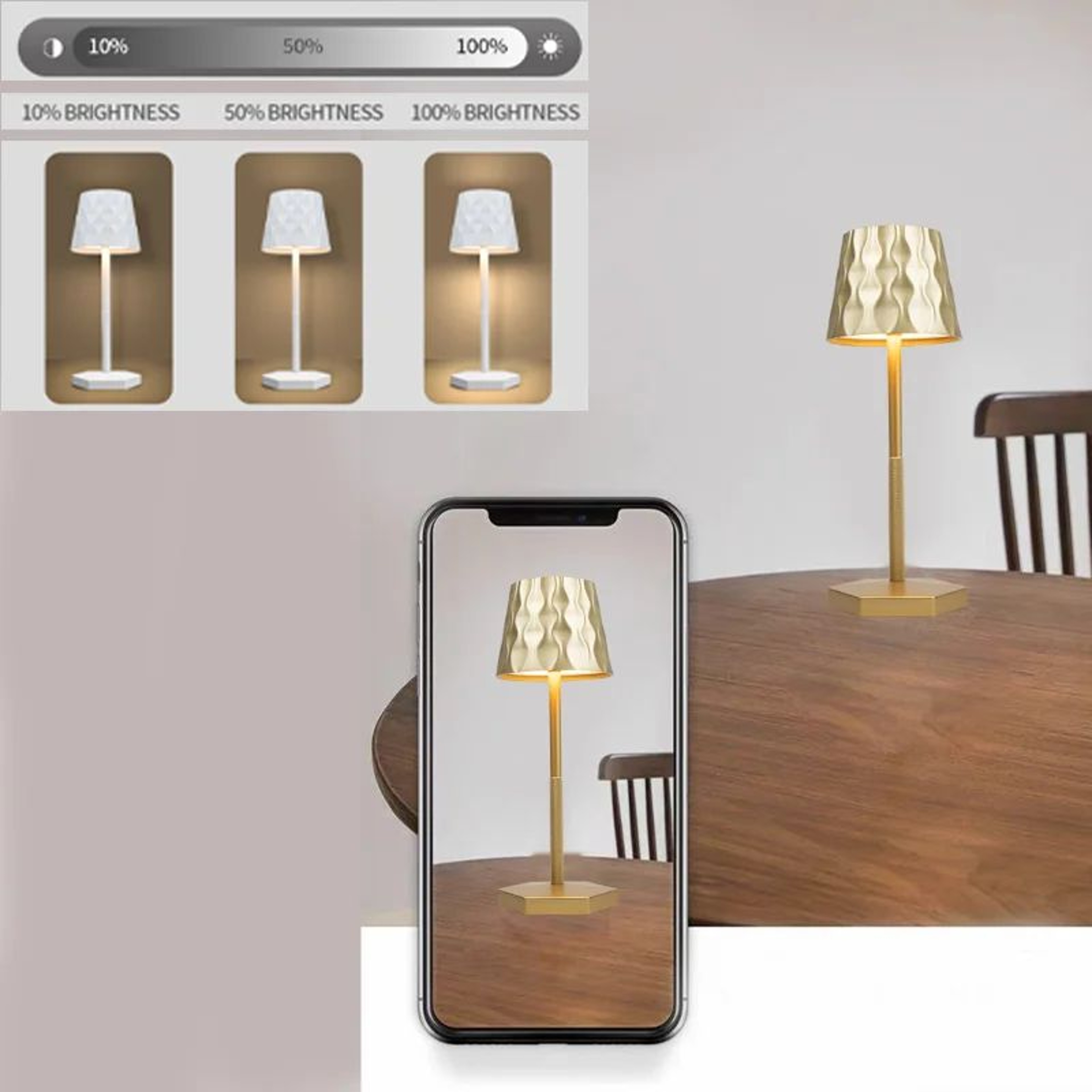 Aurora Ripple Cordless Table Lamp  Rechargeable LED Touch Control Modern Bedside Lamp 2