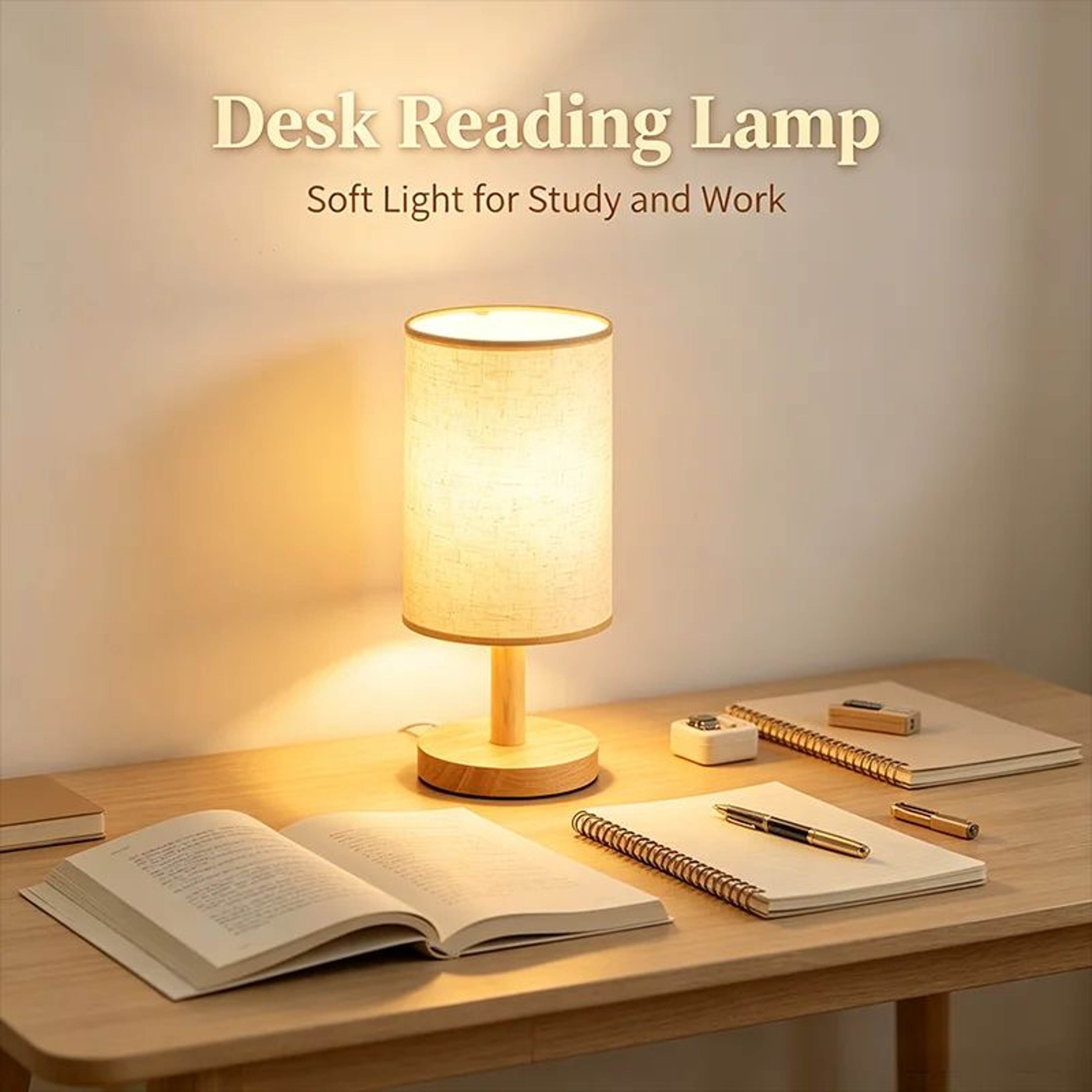 Modern Chinese Style LED Bedside Lamp With Dimmable USB Power  Fabric Shade 0