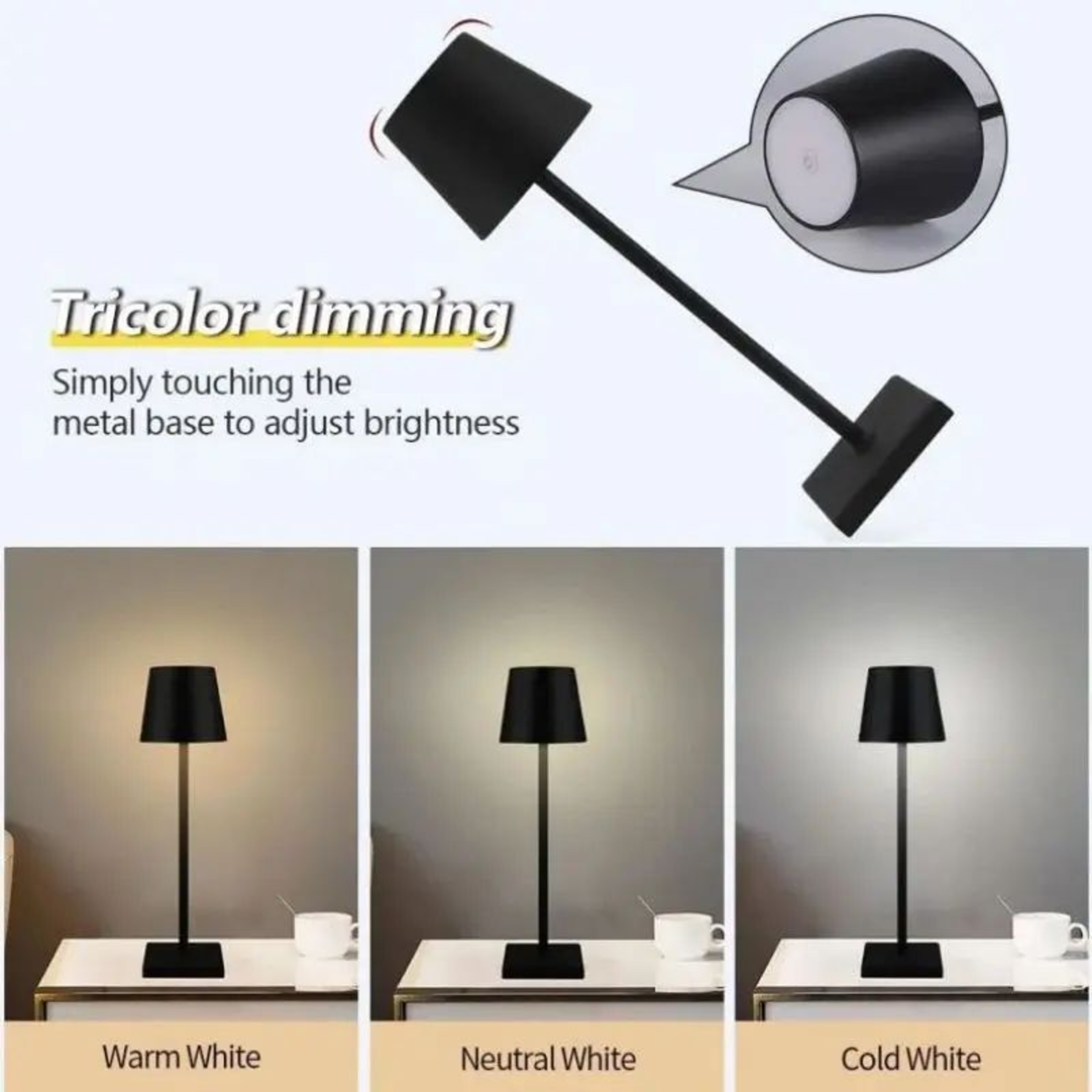 LumiTouch Cordless Rechargeable LED Table Lamp  Waterproof Touch Control Bedside  Dining Light 1