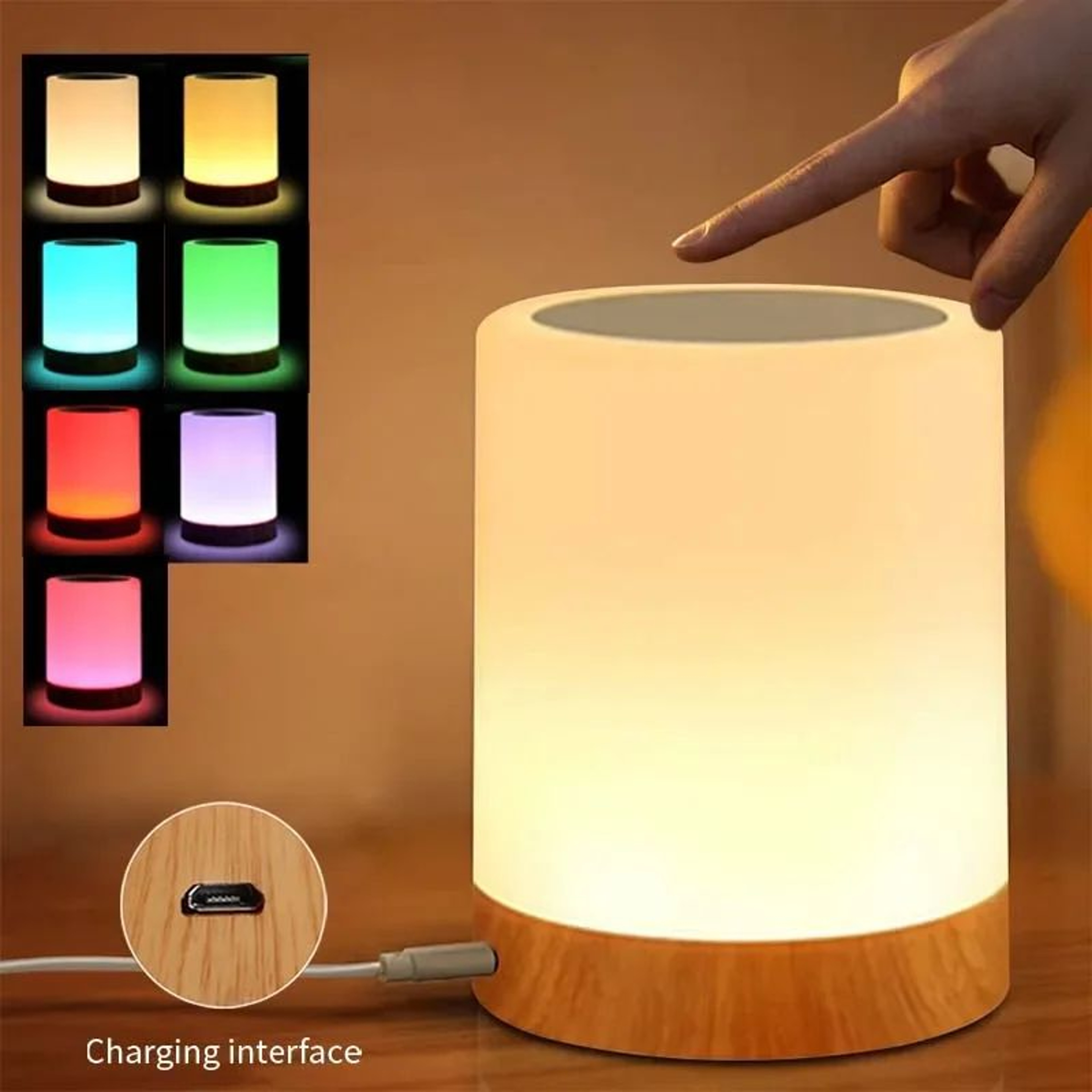 LumiGlow RGB Bedside Lamp  Rechargeable Touch Night Light  LED Bedroom Desk Lamp 0