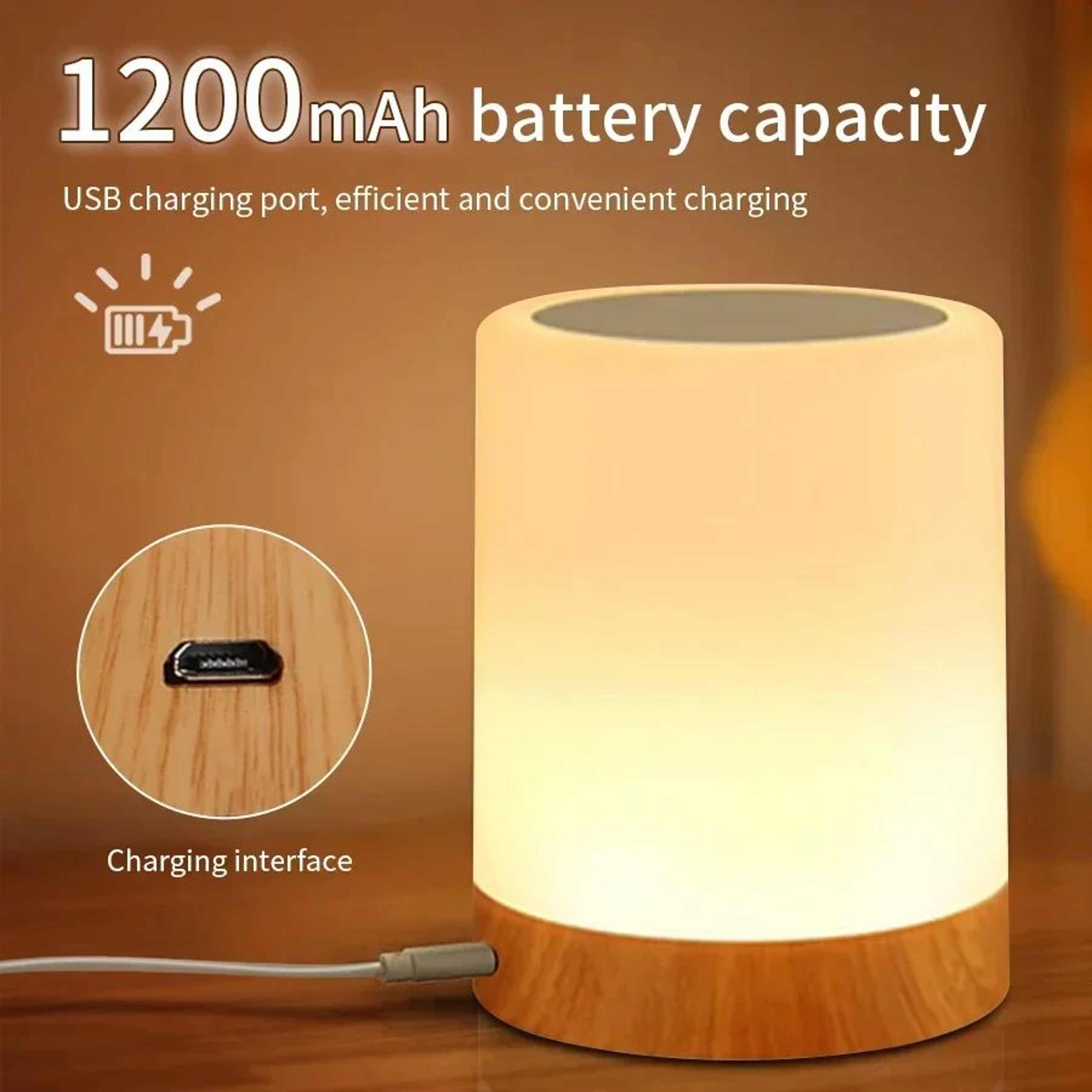 LumiGlow RGB Bedside Lamp  Rechargeable Touch Night Light  LED Bedroom Desk Lamp 4