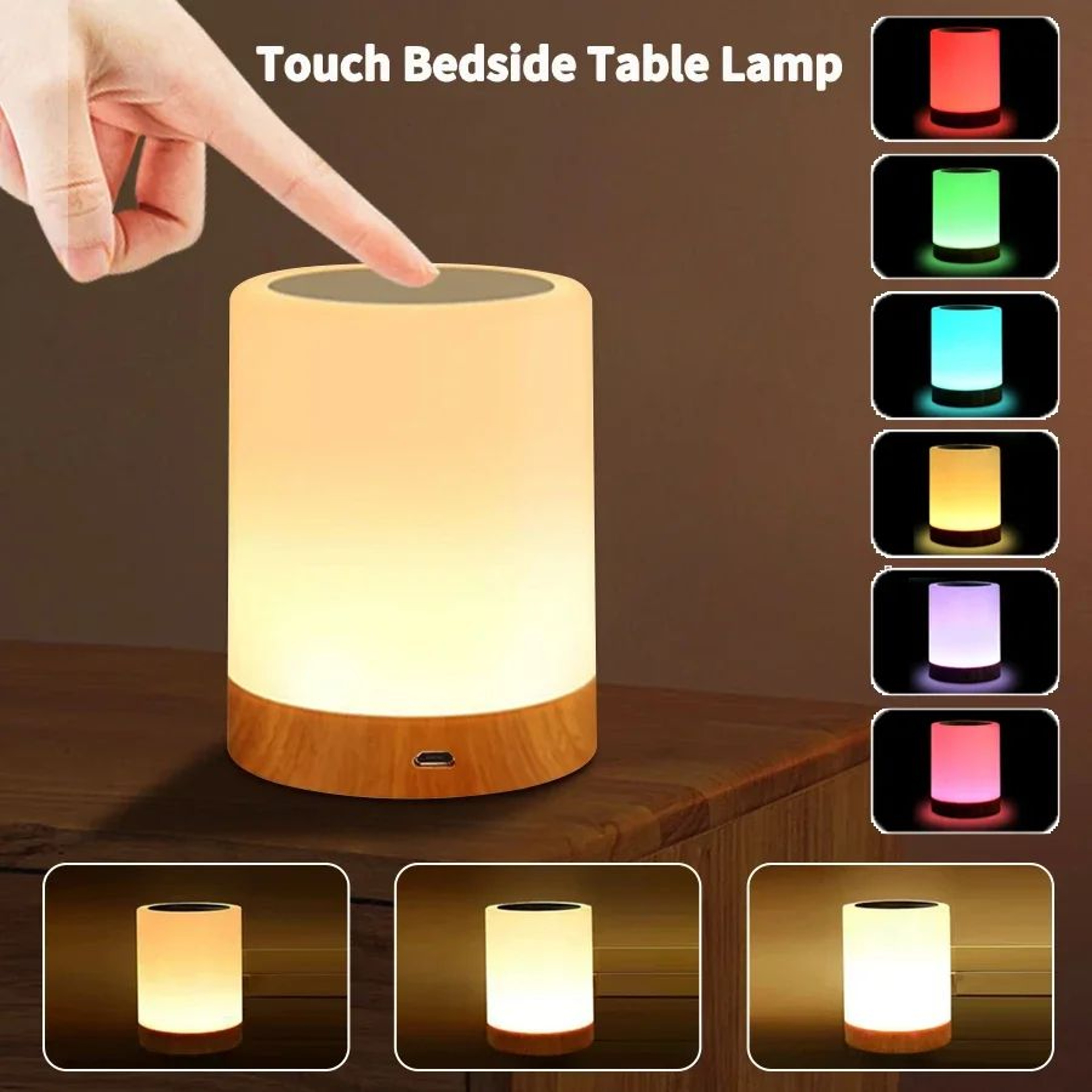 LumiGlow RGB Bedside Lamp  Rechargeable Touch Night Light  LED Bedroom Desk Lamp 6