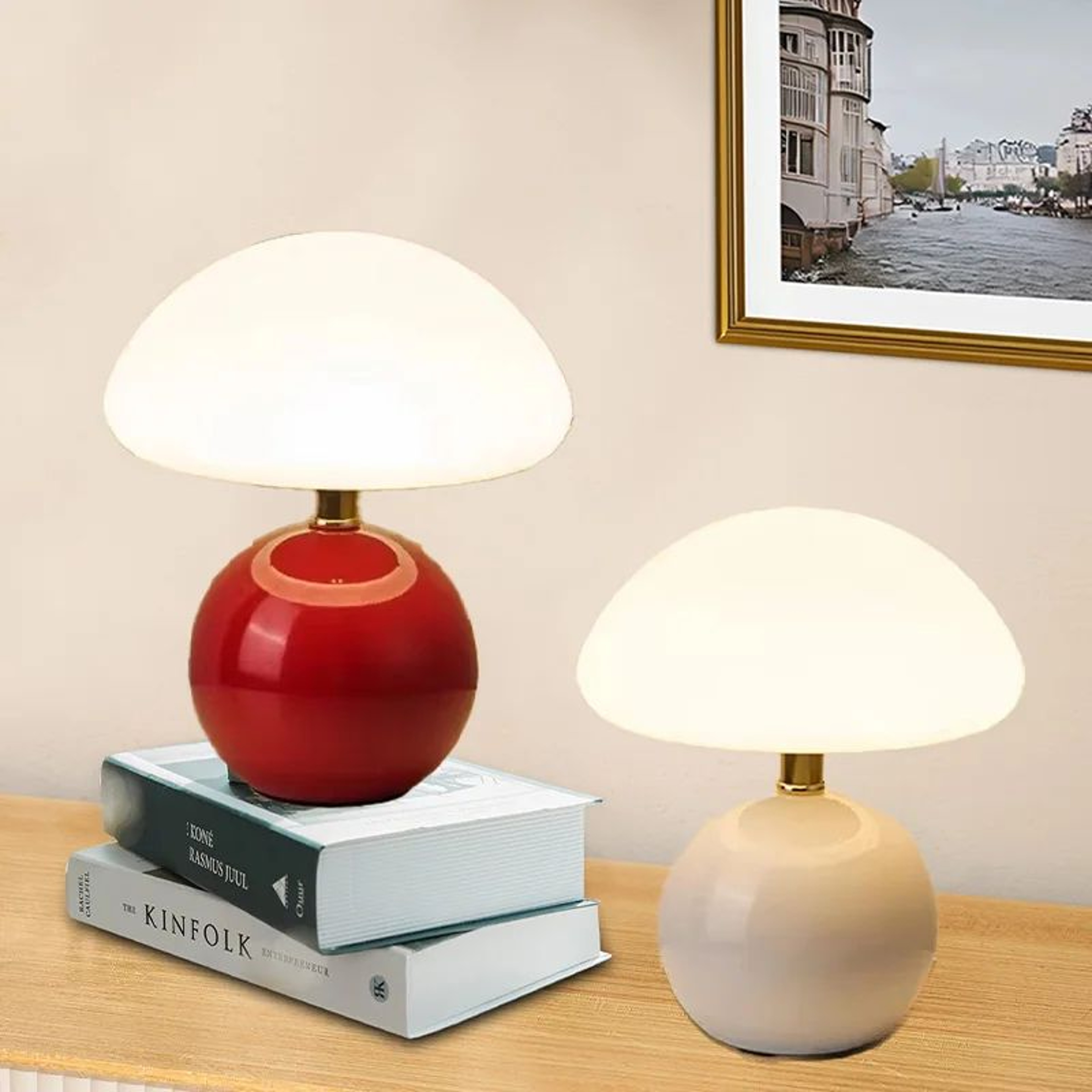 Retro Mushroom Table Lamp USB Bedside LED Night Light For Bedroom  Desk 0