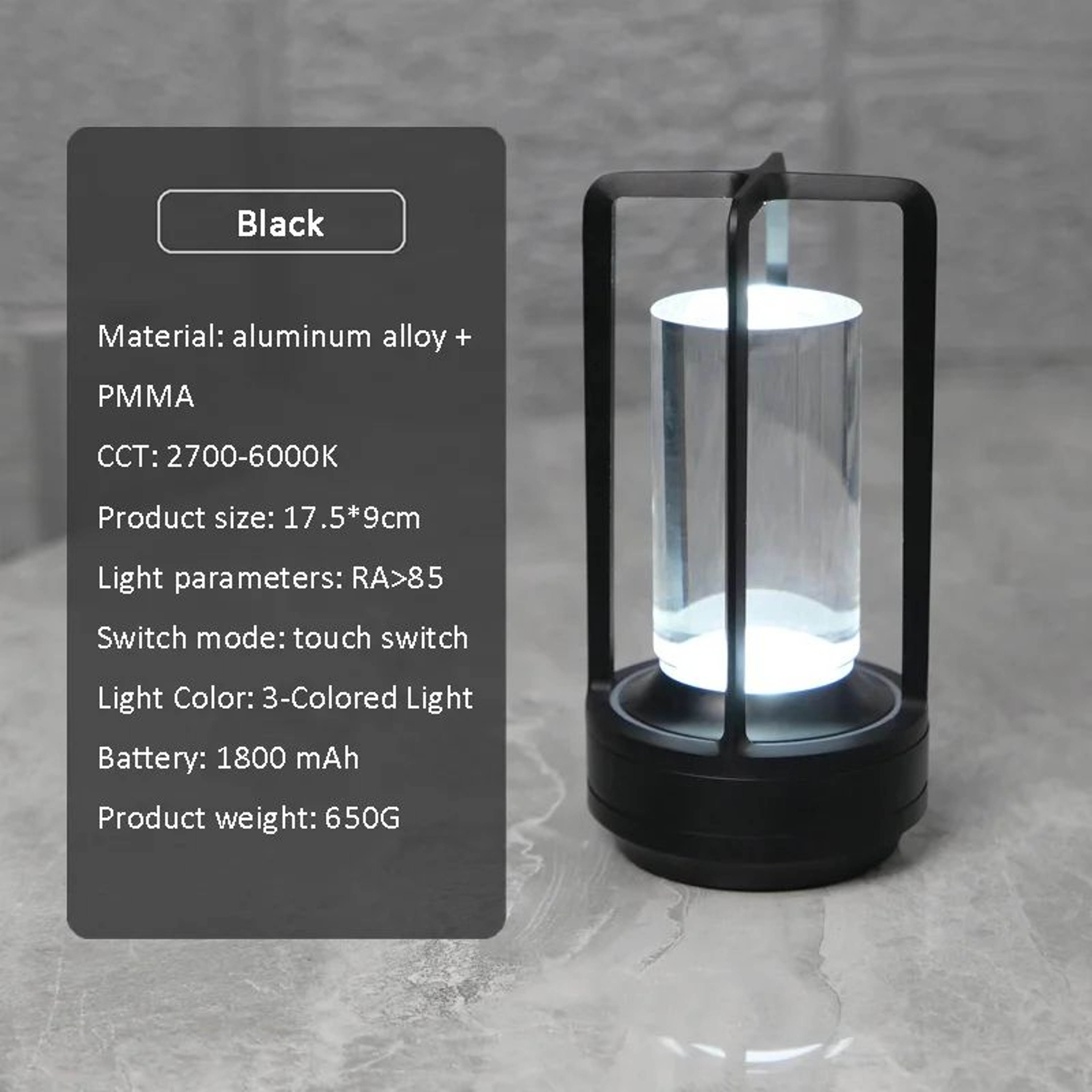 LuxeGlow Rechargeable Crystal Table Lamp With Touch Dimming LED Light 6