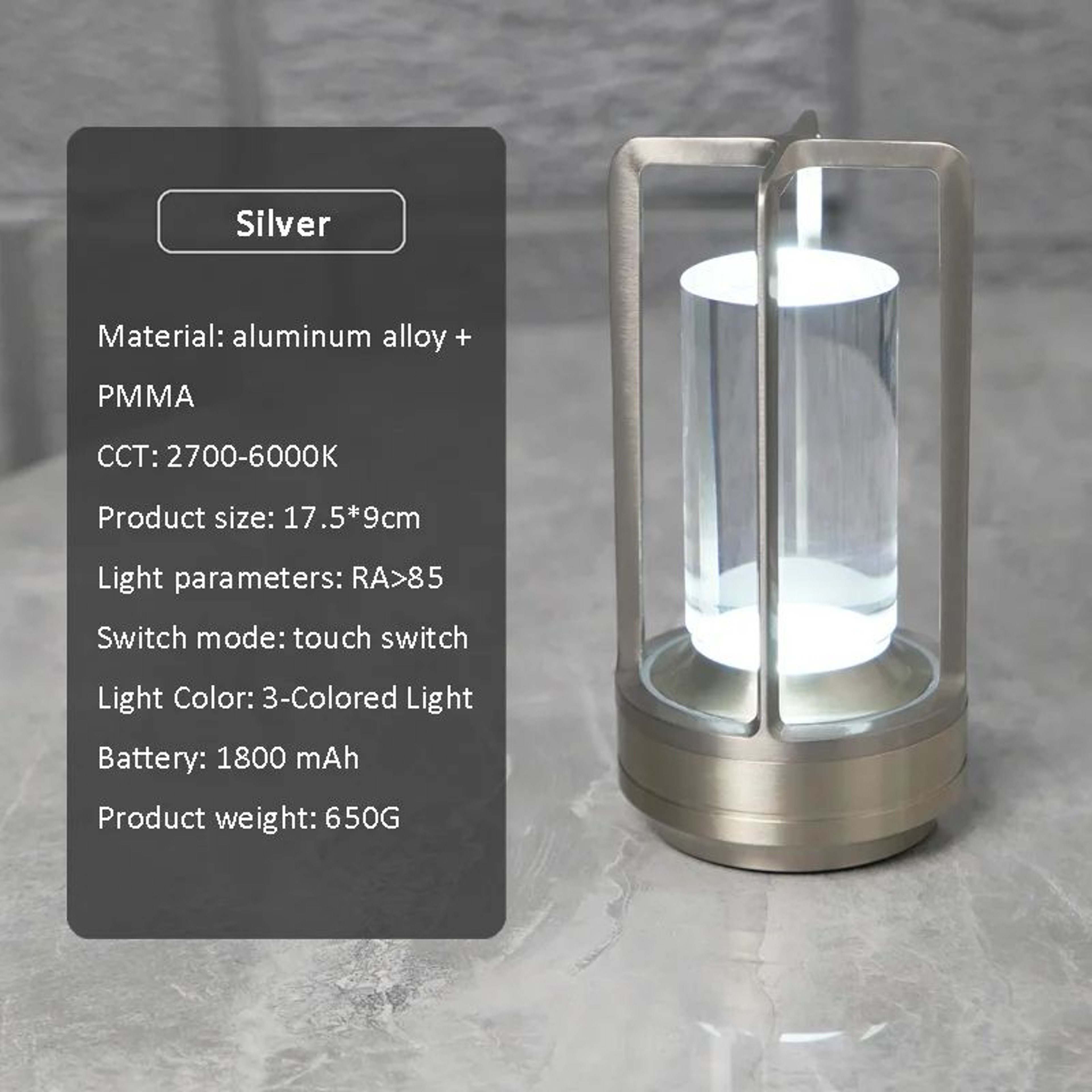 LuxeGlow Rechargeable Crystal Table Lamp With Touch Dimming LED Light 8