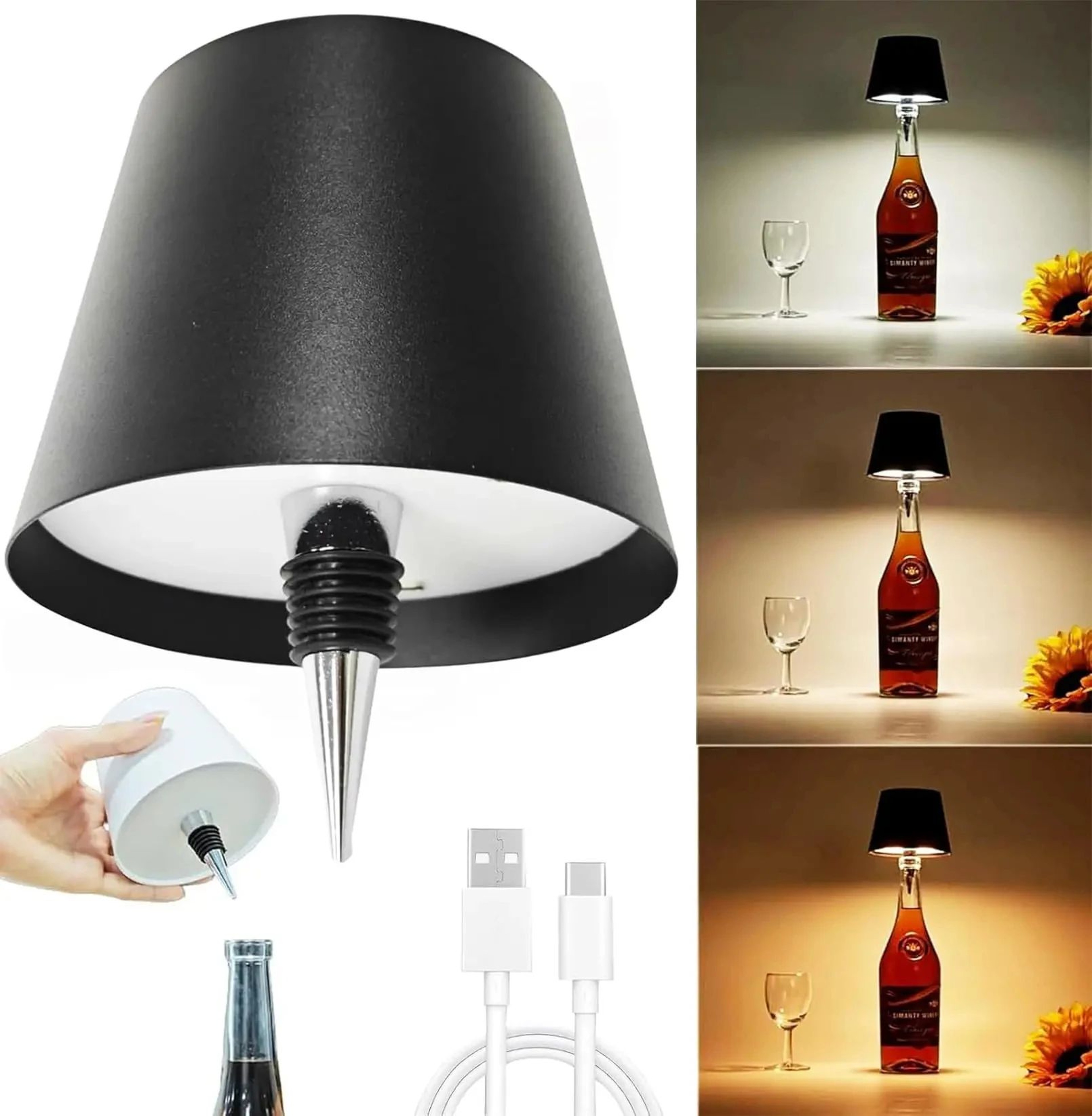 LumiBottle Wireless Wine Bottle Lamp  Rechargeable Touch Control Table Lamp For Elegant Ambient Lig 6