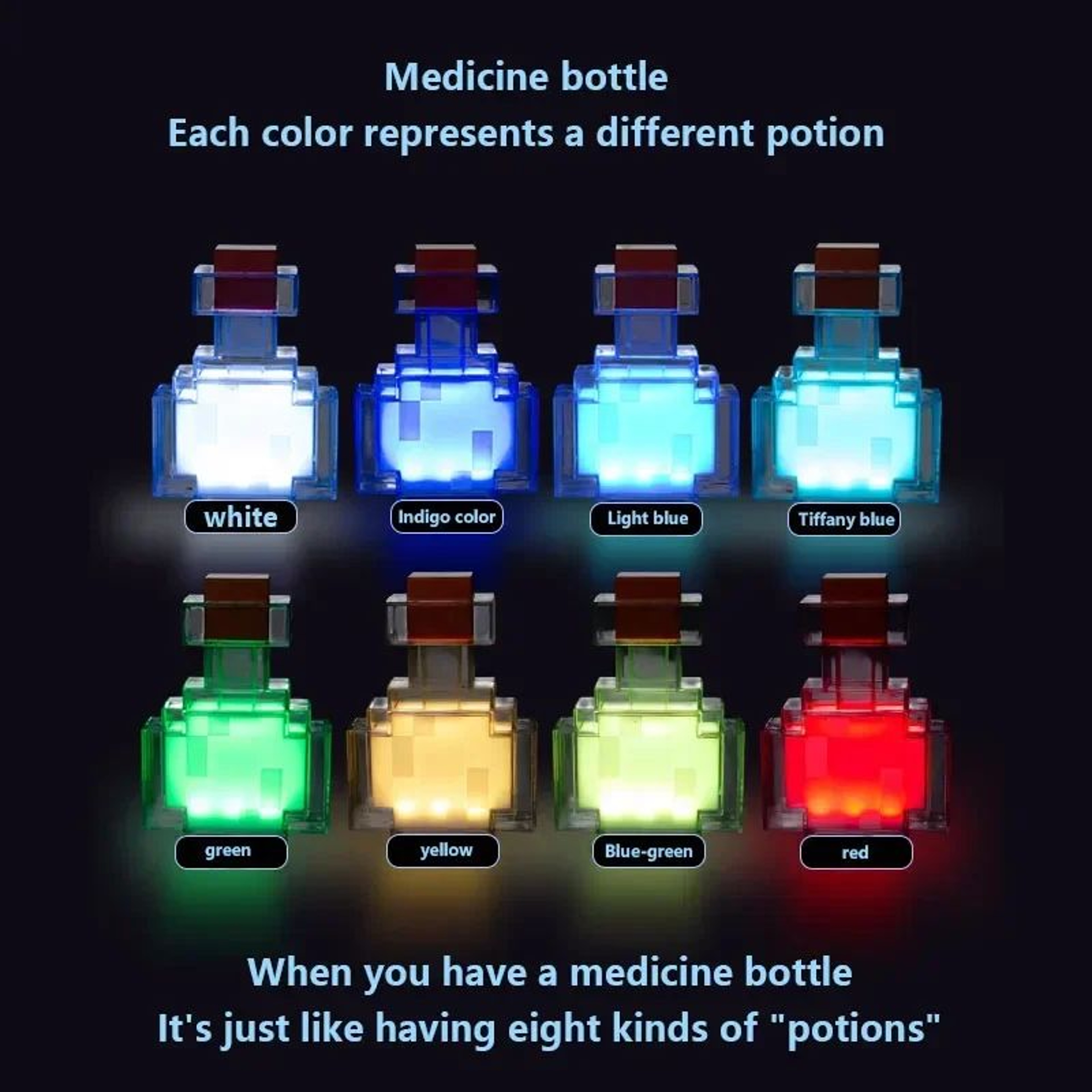 Pixel Potion LED Night Light  Rechargeable Minecraft Bedside Lamp For Kids  Gamers 4
