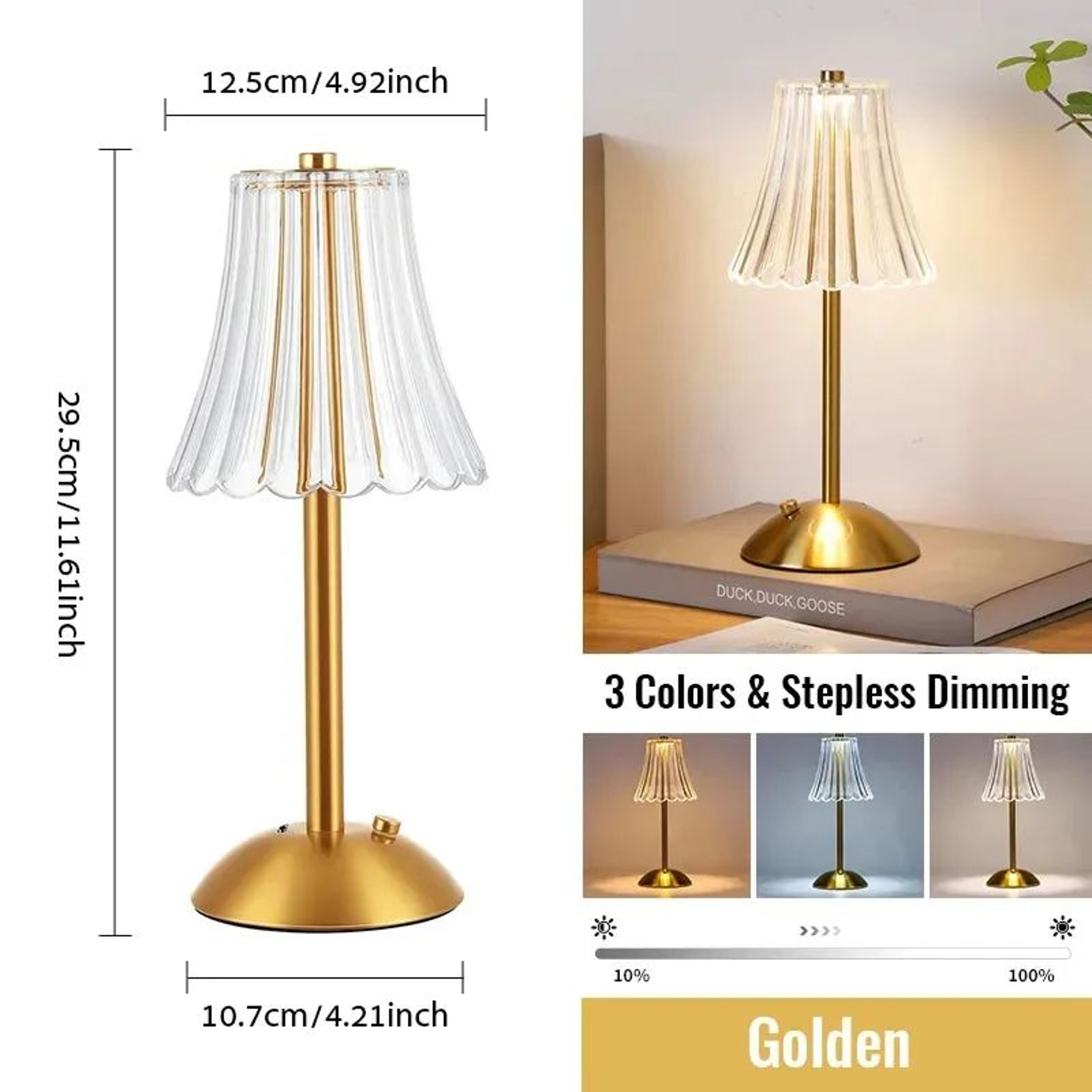 Rechargeable Table Lamp With Touch Control  Cordless LED Desk Lamp With 3 Color Modes 10