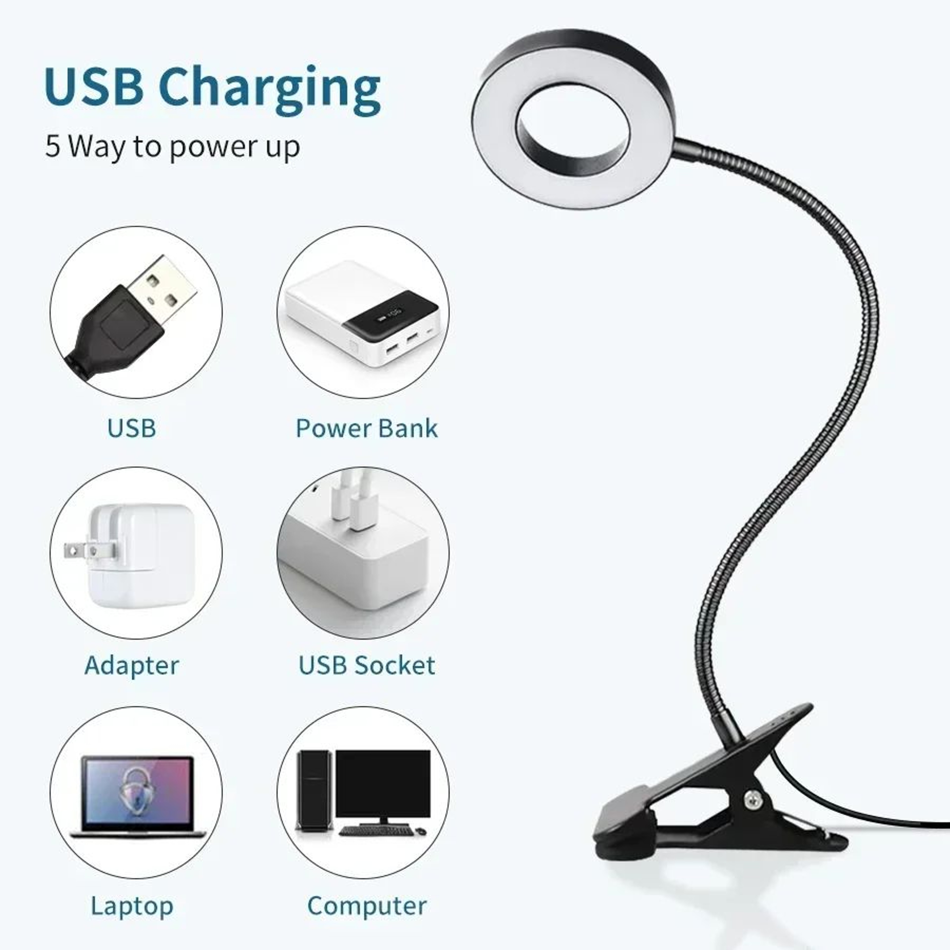 LumiFlex ClipOn Desk Lamp  LED Reading Light With Flexible Gooseneck  3 Color Modes 3