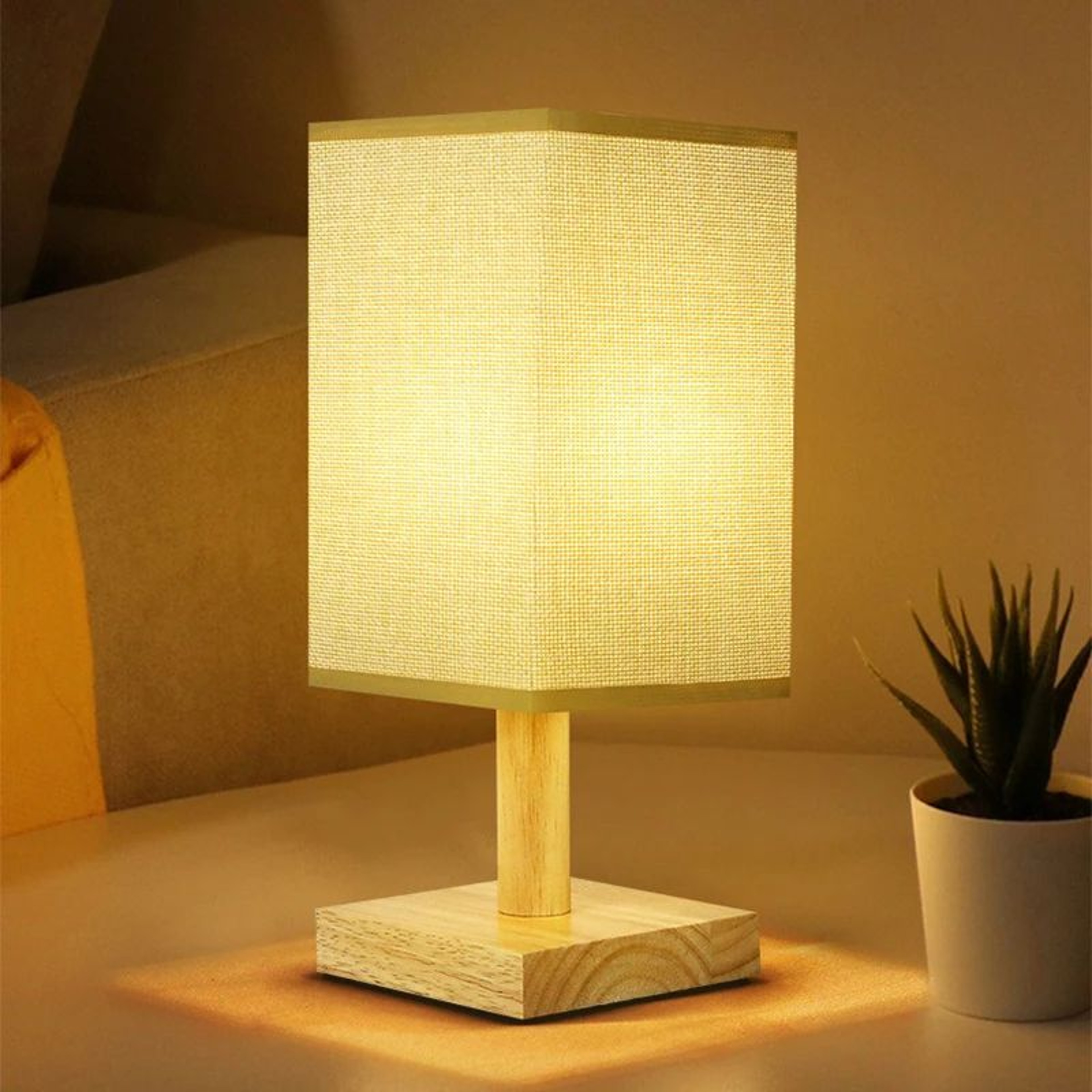 SereneGlow LED Bedside Lamp  Dimmable USB Table Lamp With Fabric Shade For Bedroom Decor 0