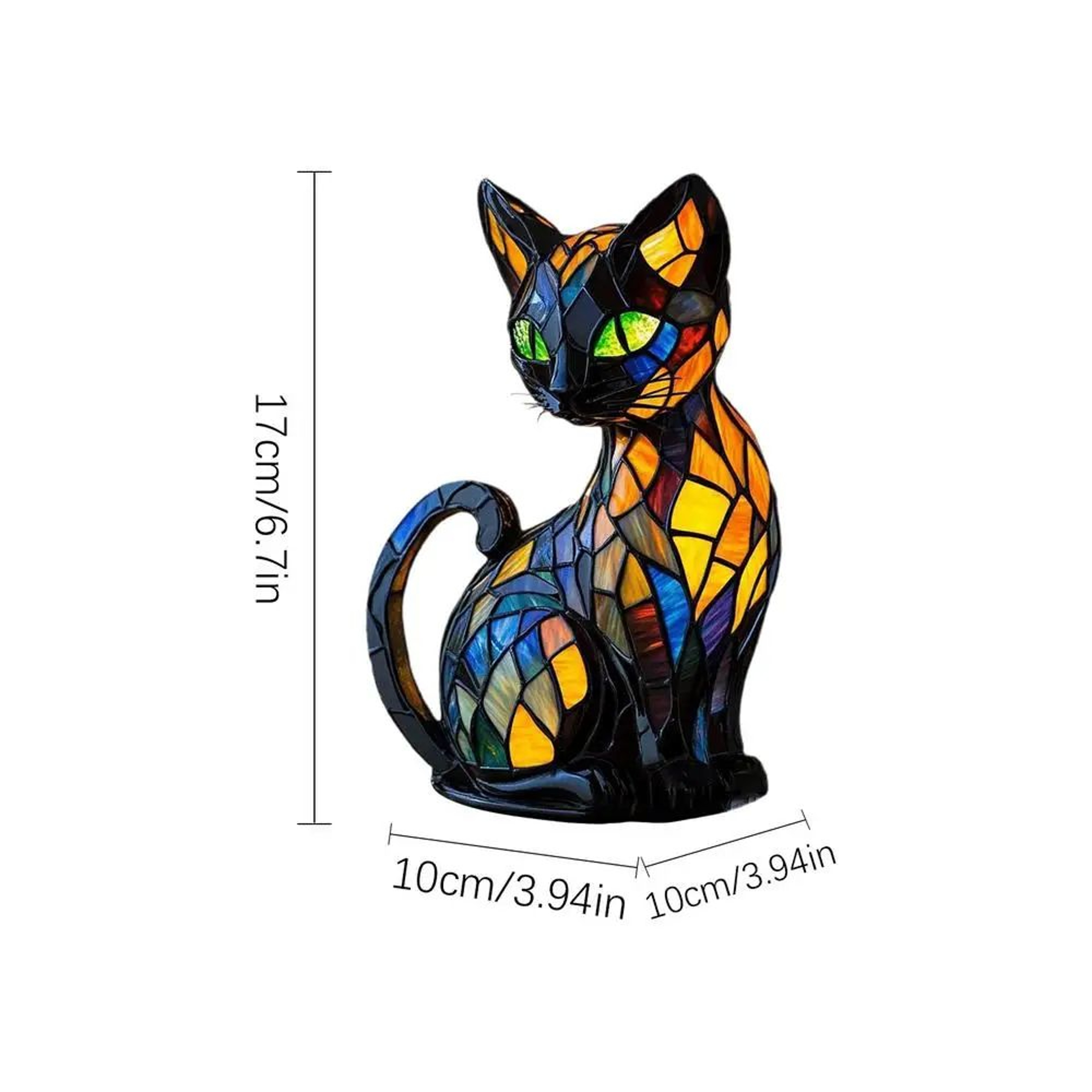 Colorful Stained Resin Cat Night Light LED Table Lamp For Bedroom  Home Decor 1