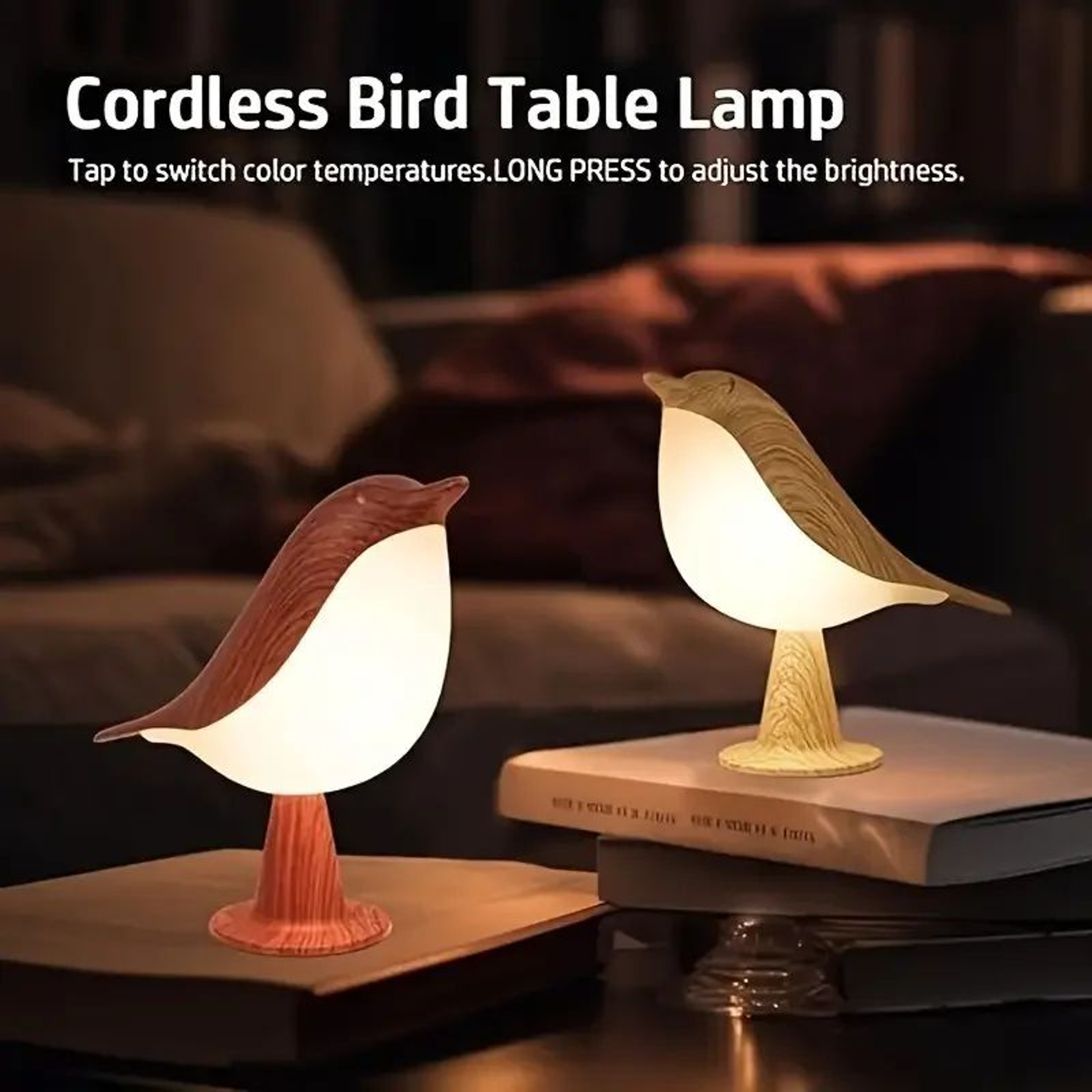 LumiBird Rechargeable Bird Night Light  Touch Control Cordless LED Bedside Lamp 0