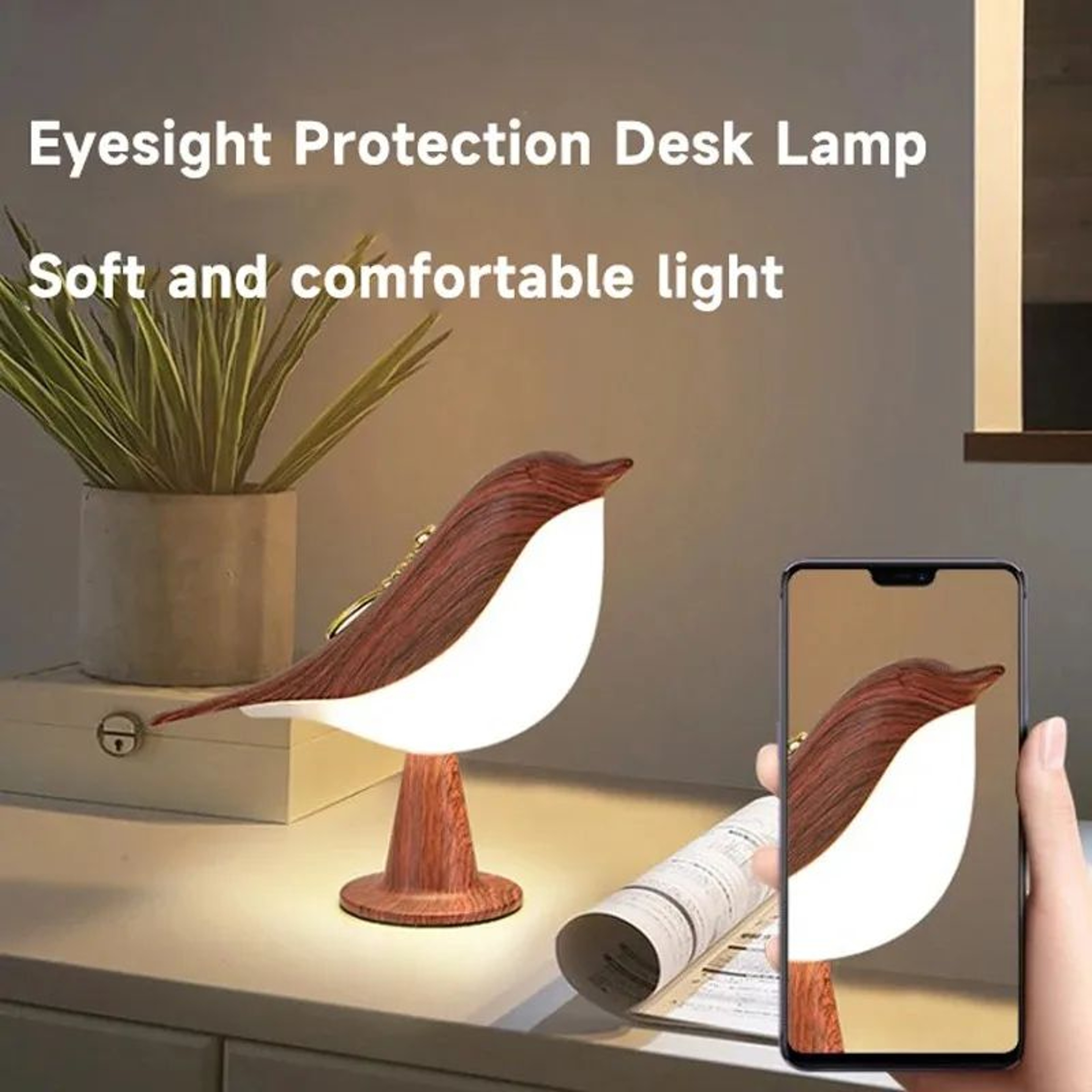 LumiBird Rechargeable Bird Night Light  Touch Control Cordless LED Bedside Lamp 4