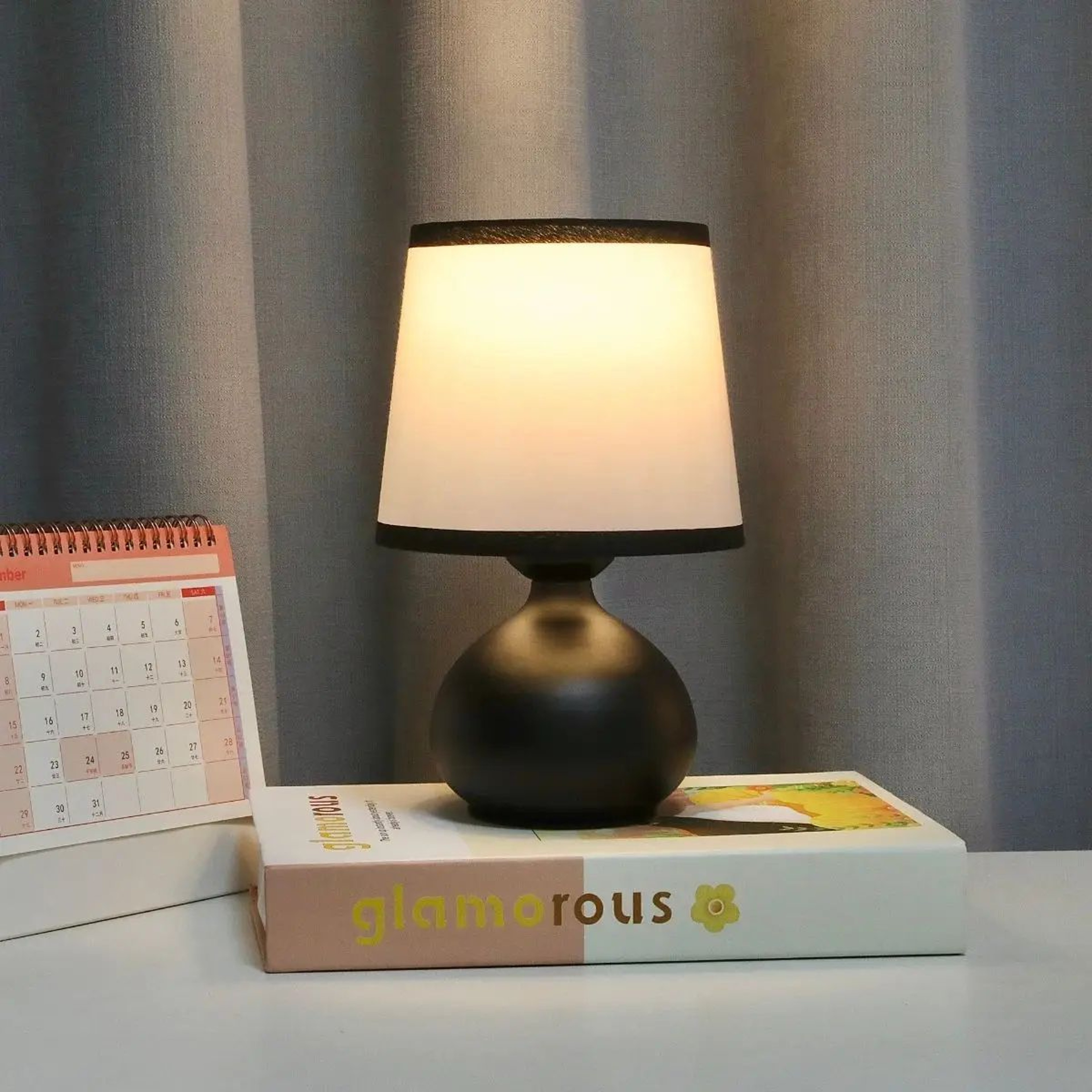 Modern USB Bedside Lamp With Fabric Shade  Warm LED Desk Lamp For Bedroom  Nightstand 6